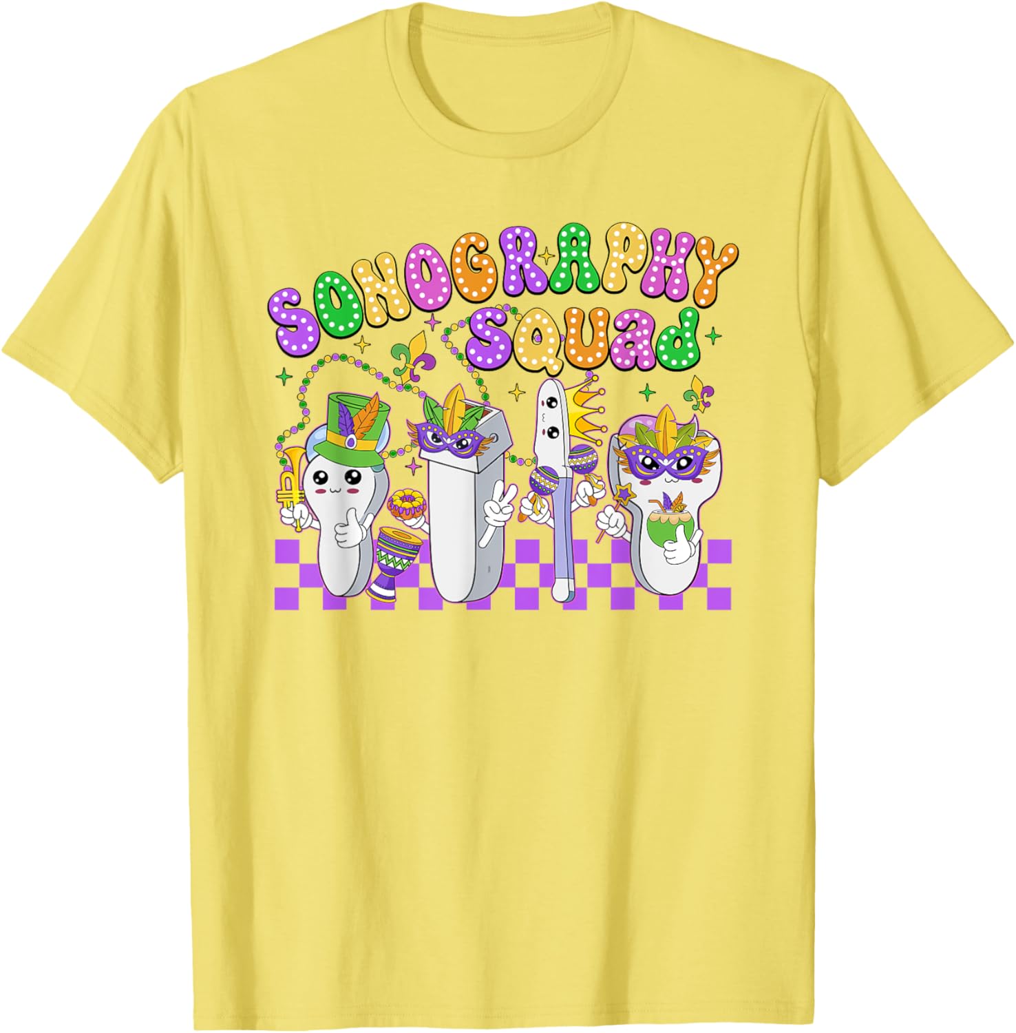 Funny Sonography Squad Mardi Gras Carnival T-Shirt for Sonographers - 10