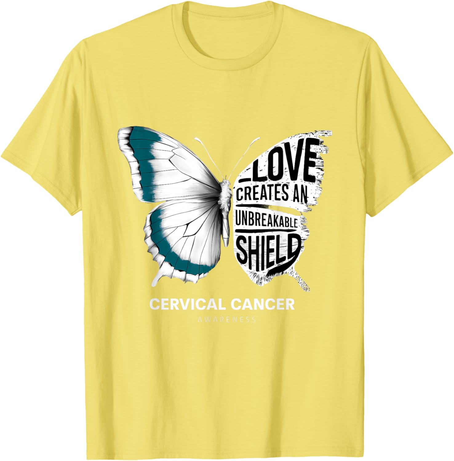 Cervical Cancer Awareness Teal Ribbon Unbreakable Shield T-Shirt - 24