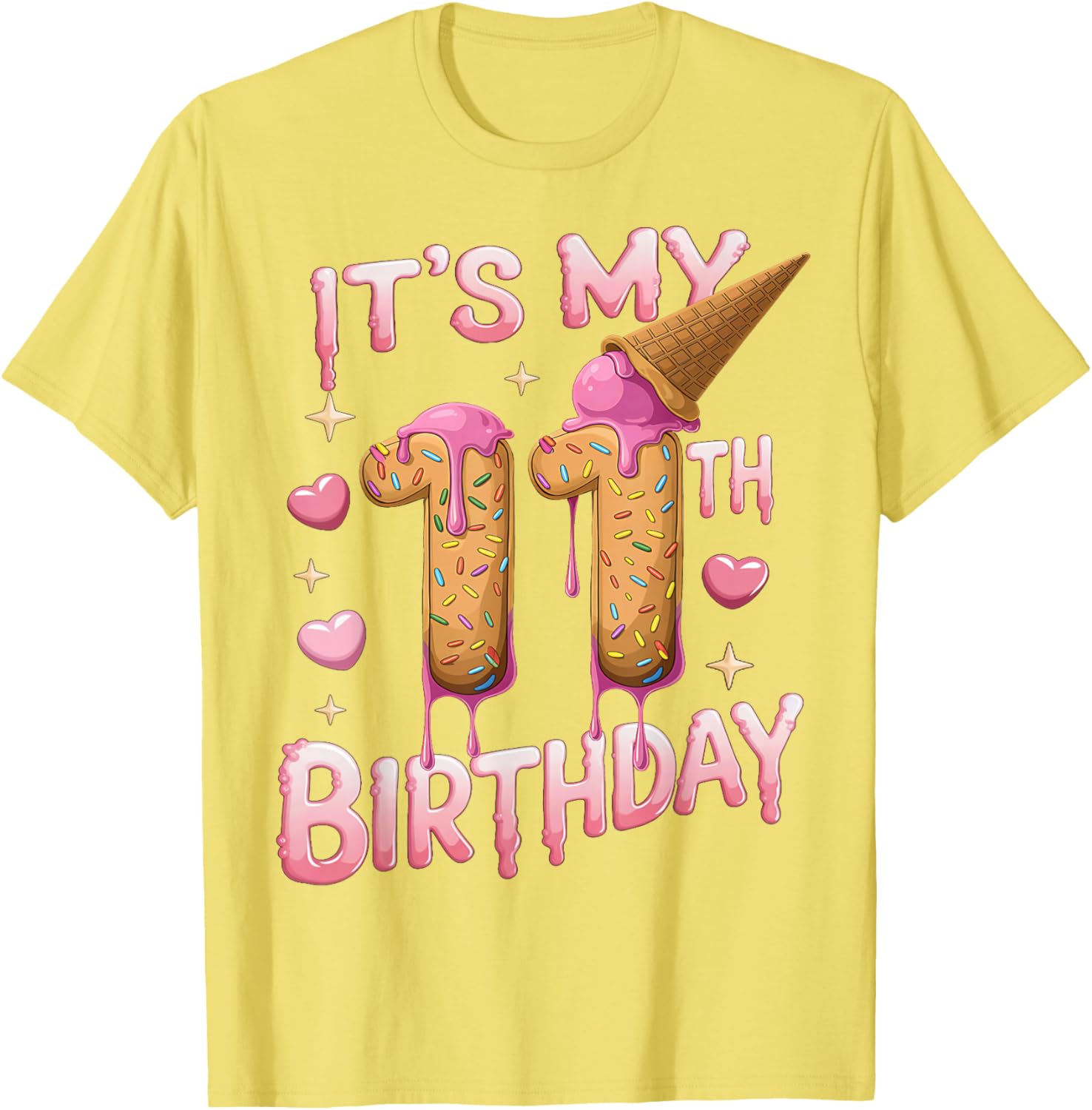 Cute Ice Cream 11th Birthday Shirt for Girls - Perfect Birthday Gift T-Shirt - 9