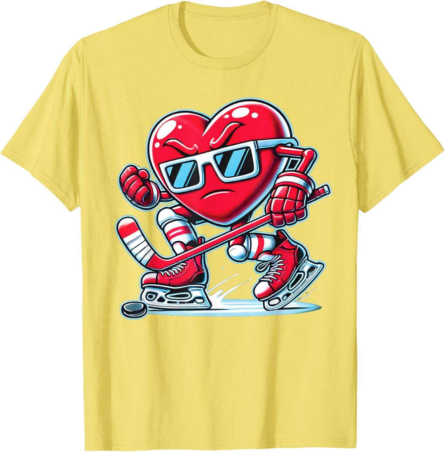 Cute Heart Ice Hockey T-Shirt for Valentine's Day - Men, Women, Boys - 9
