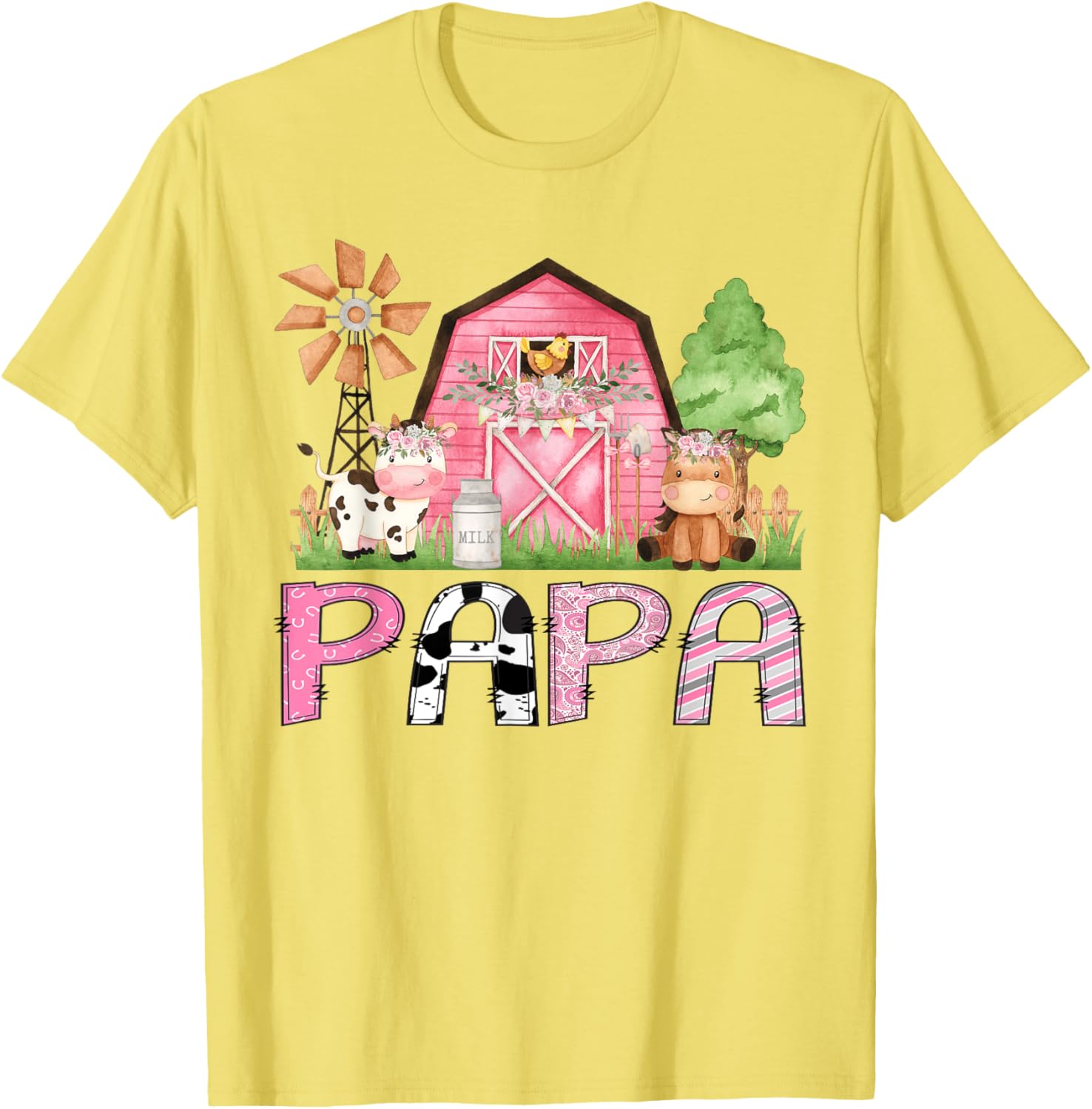 Cute Papa Pink Farm Animal Birthday Matching Family T-Shirts for Kids - 12