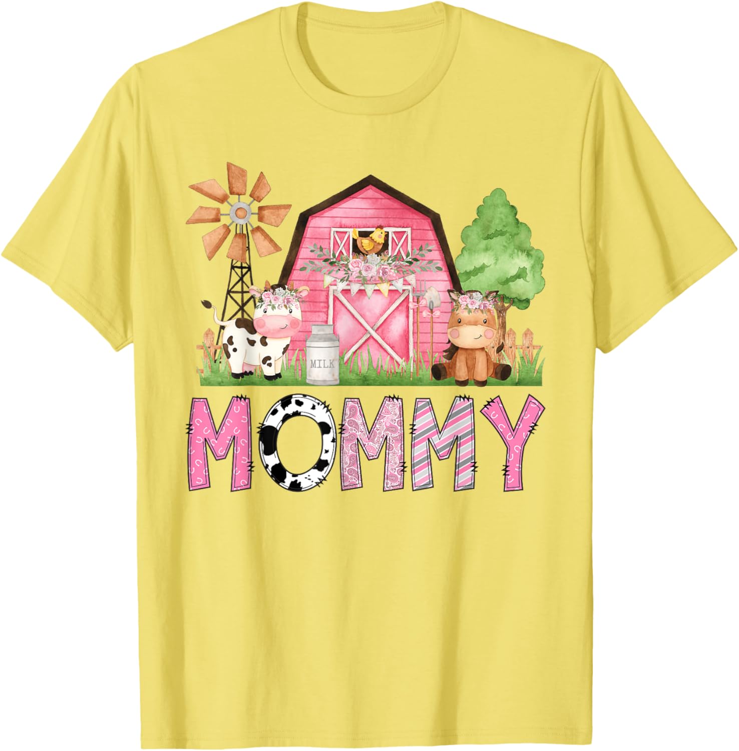 Cute Mommy Pink Farm Animal Birthday Matching Family T-Shirt for Kids - 3