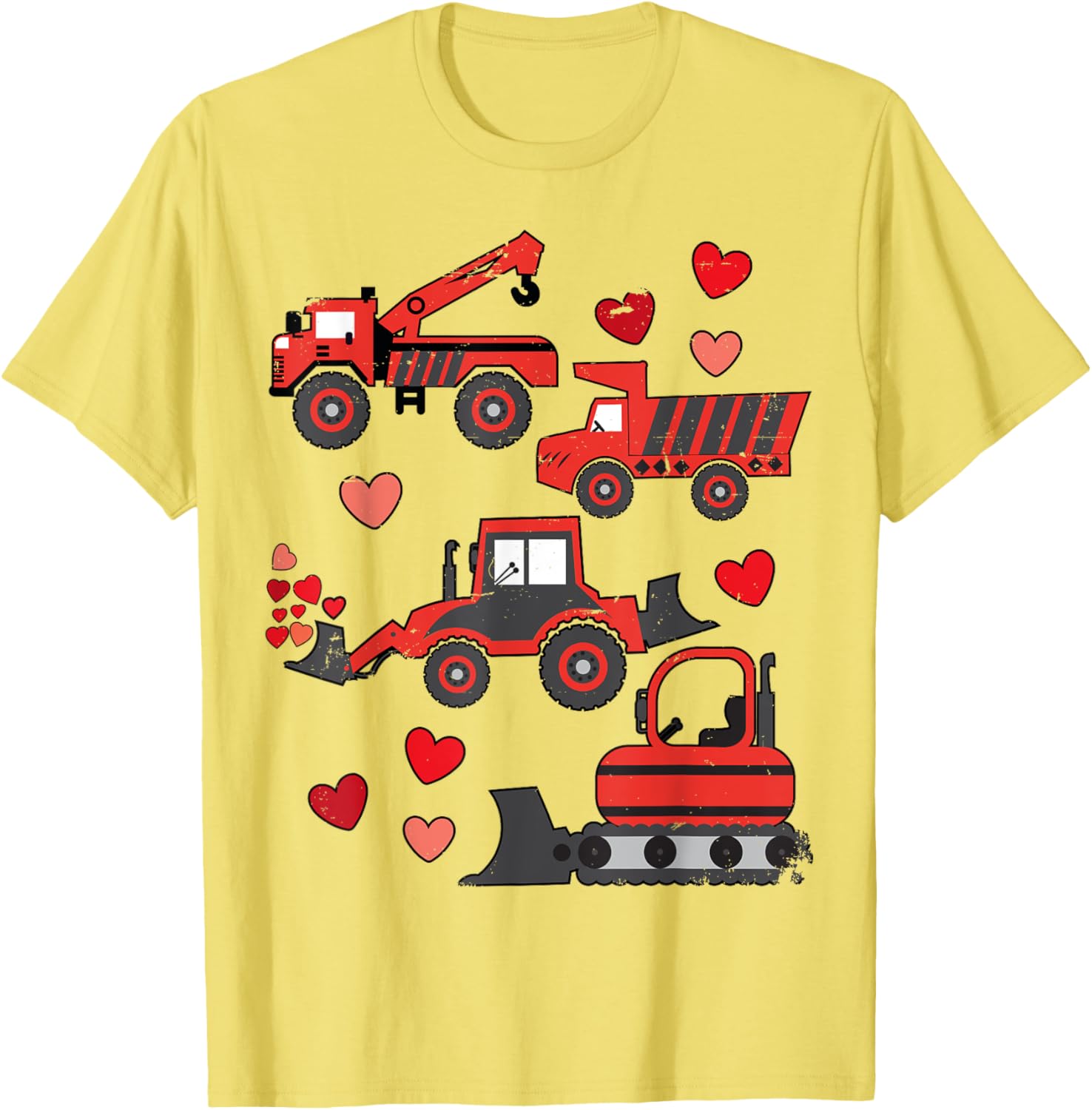 Funny Valentines Day Construction Trucks T-Shirt for Kids and Adults - 13