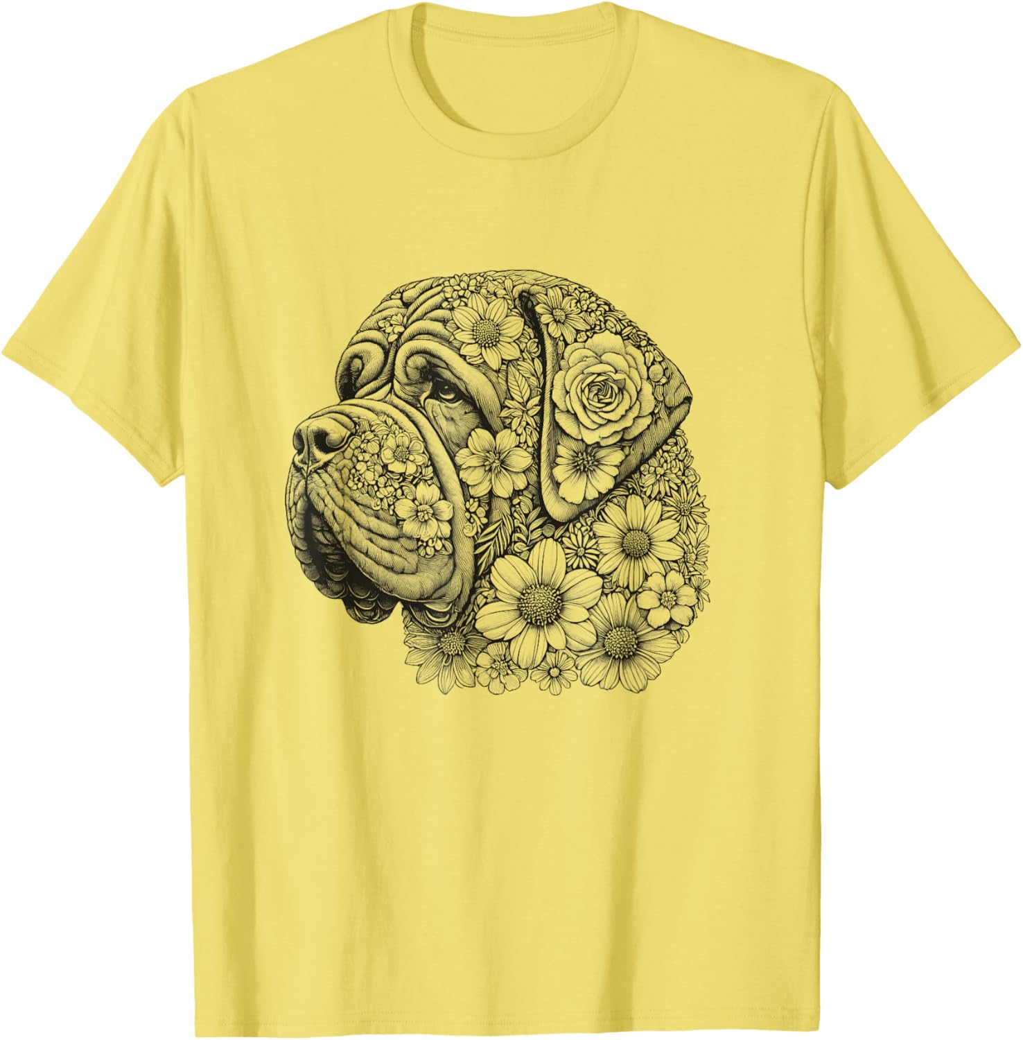 Floral English Mastiff T-Shirt for Girls and Women - Cute Dog Design - 3