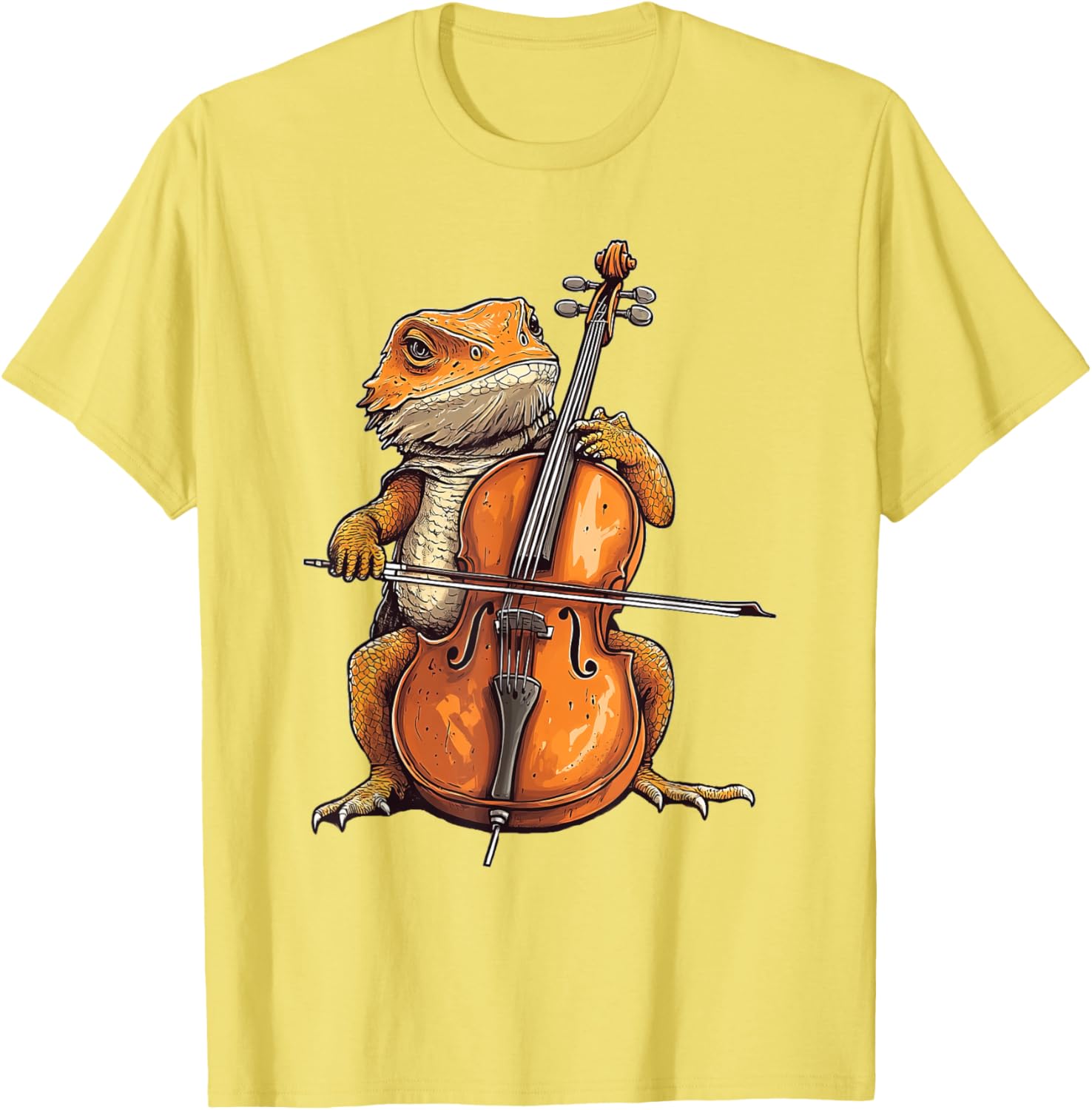 Cute Bearded Dragon Playing Cello Musician T-Shirt for Music Lovers - 6