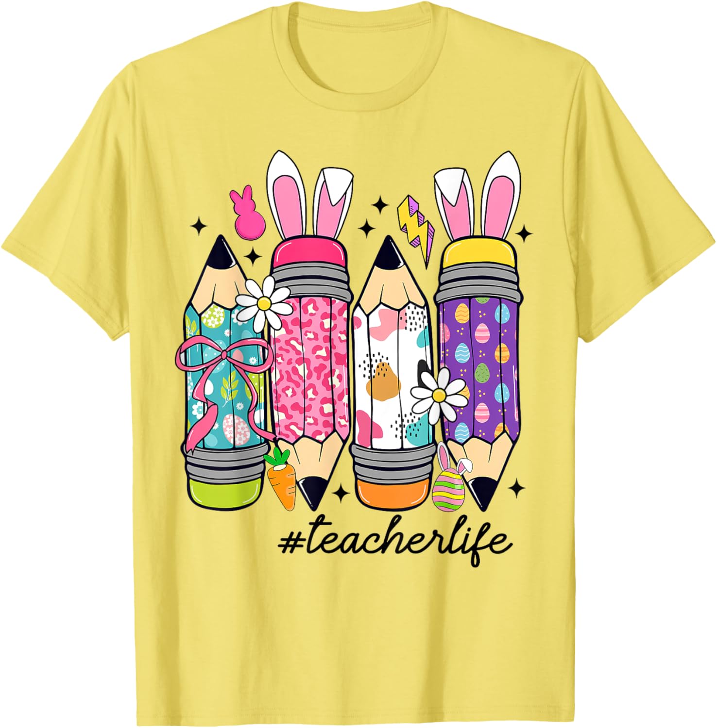 Coquette Bow Easter Bunny Teacher Life T-Shirt for Fun Classroom Style - 10