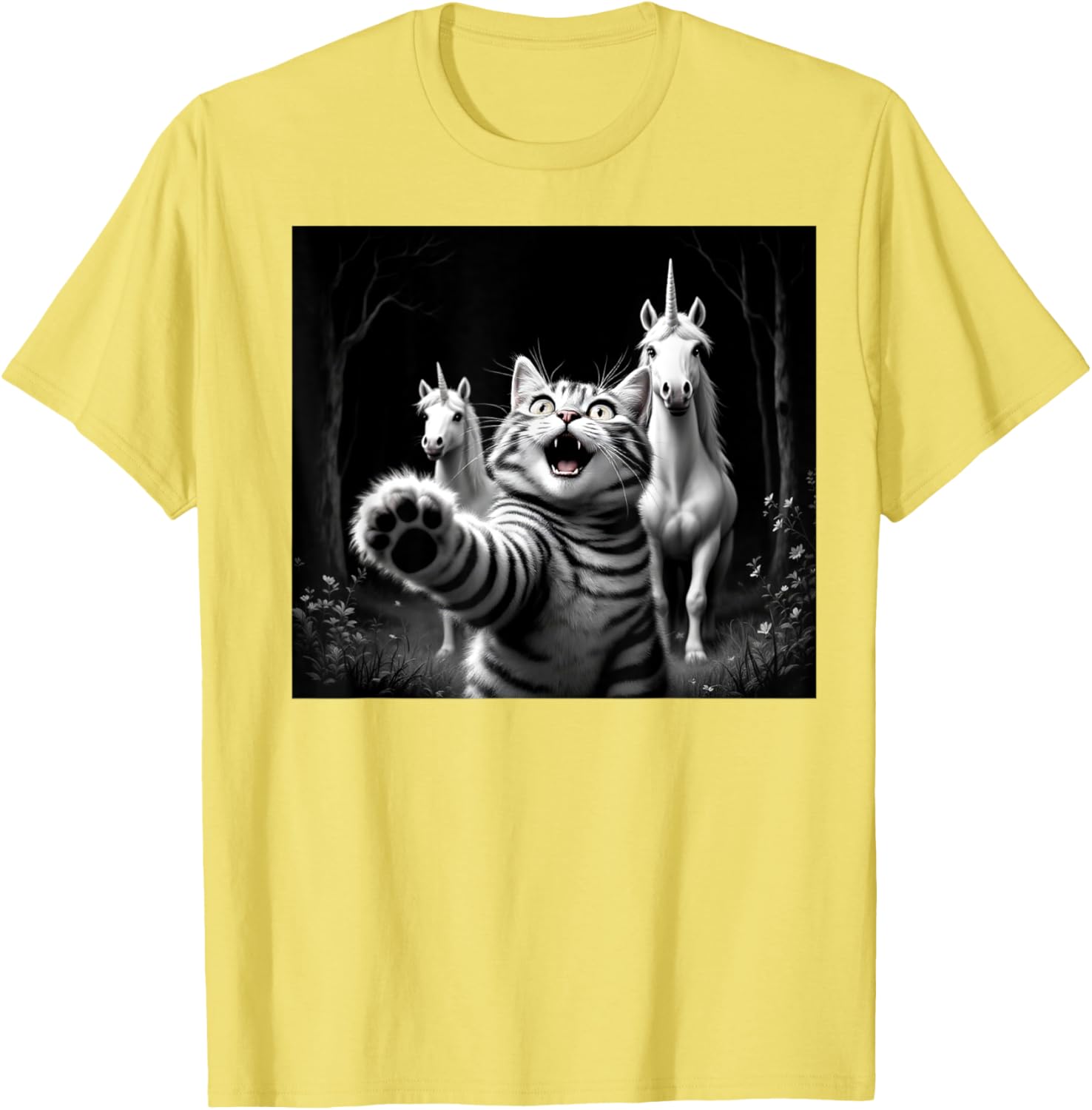 Funny Cat and Unicorn Selfie T-Shirt for Cat Lovers and Kids - 6
