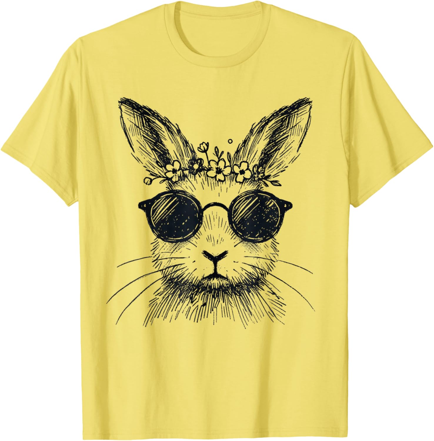 Bunny Face Flower Crown Easter T-Shirt for Women and Girls - 7