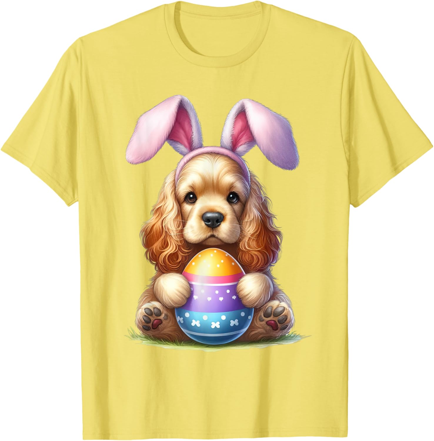 Cute Bunny Cocker Spaniel Easter T-Shirt for Men and Women Celebrating Spring - 25