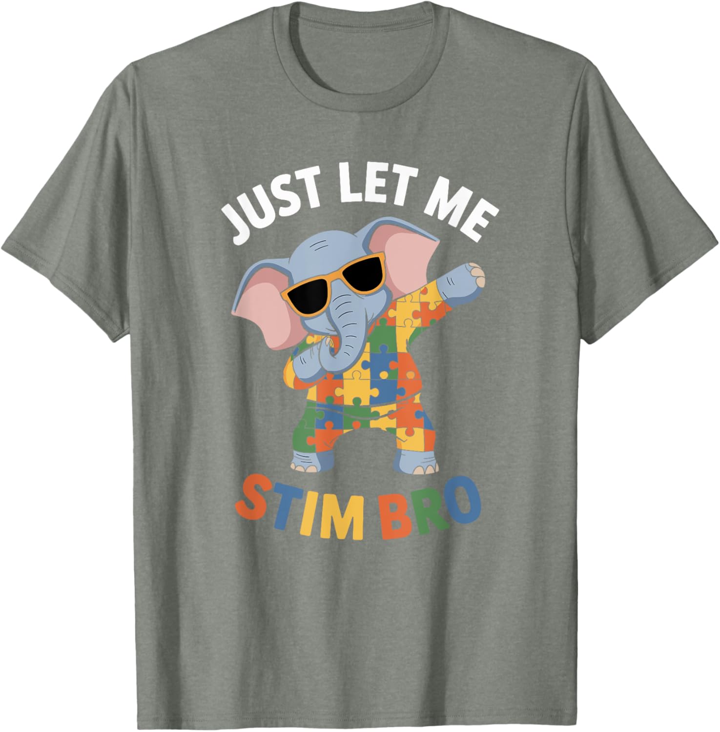 Funny Elephant Autism Awareness Just Let Me Stim Bro T-Shirt for Boys - 26