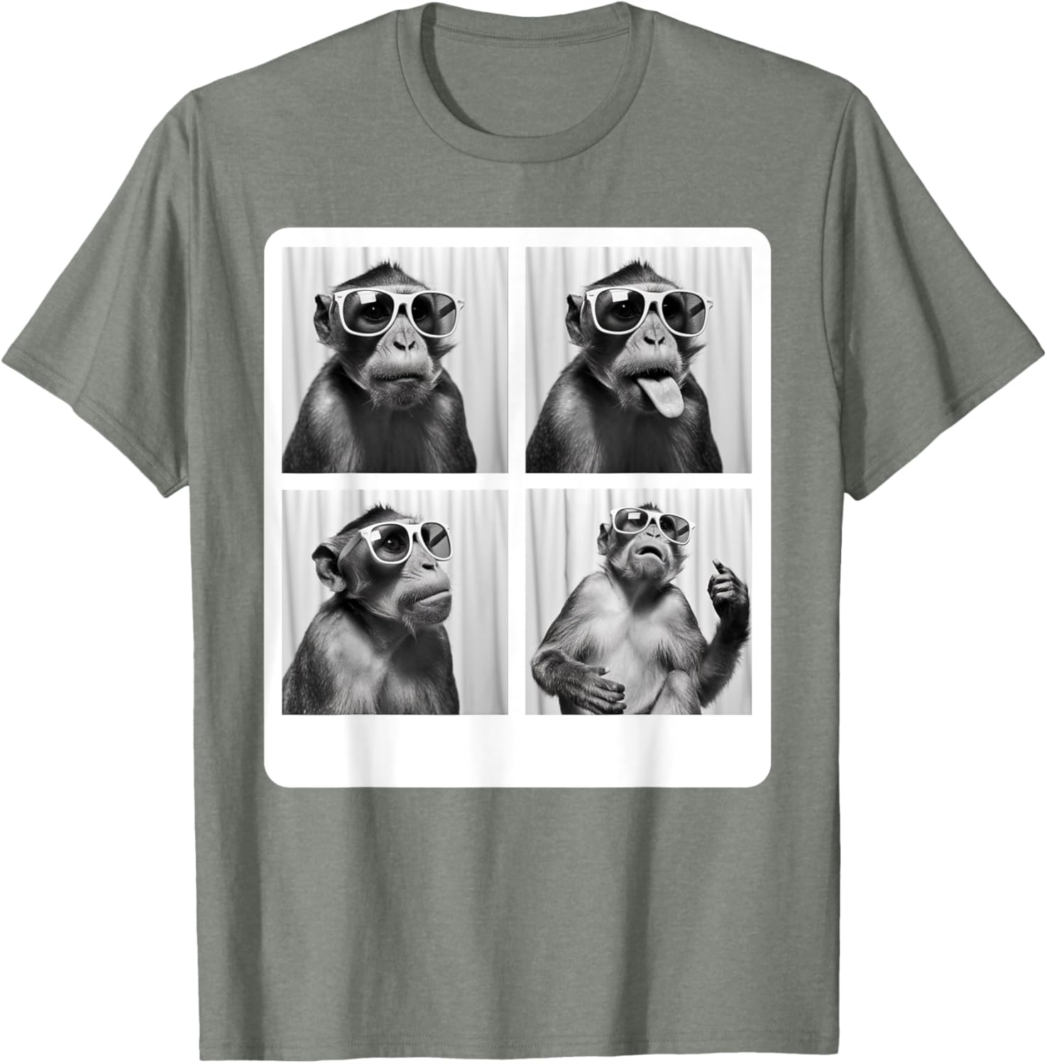 Funny Monkey Photo Booth T-Shirt with Sunglasses for Animal Lovers - 27