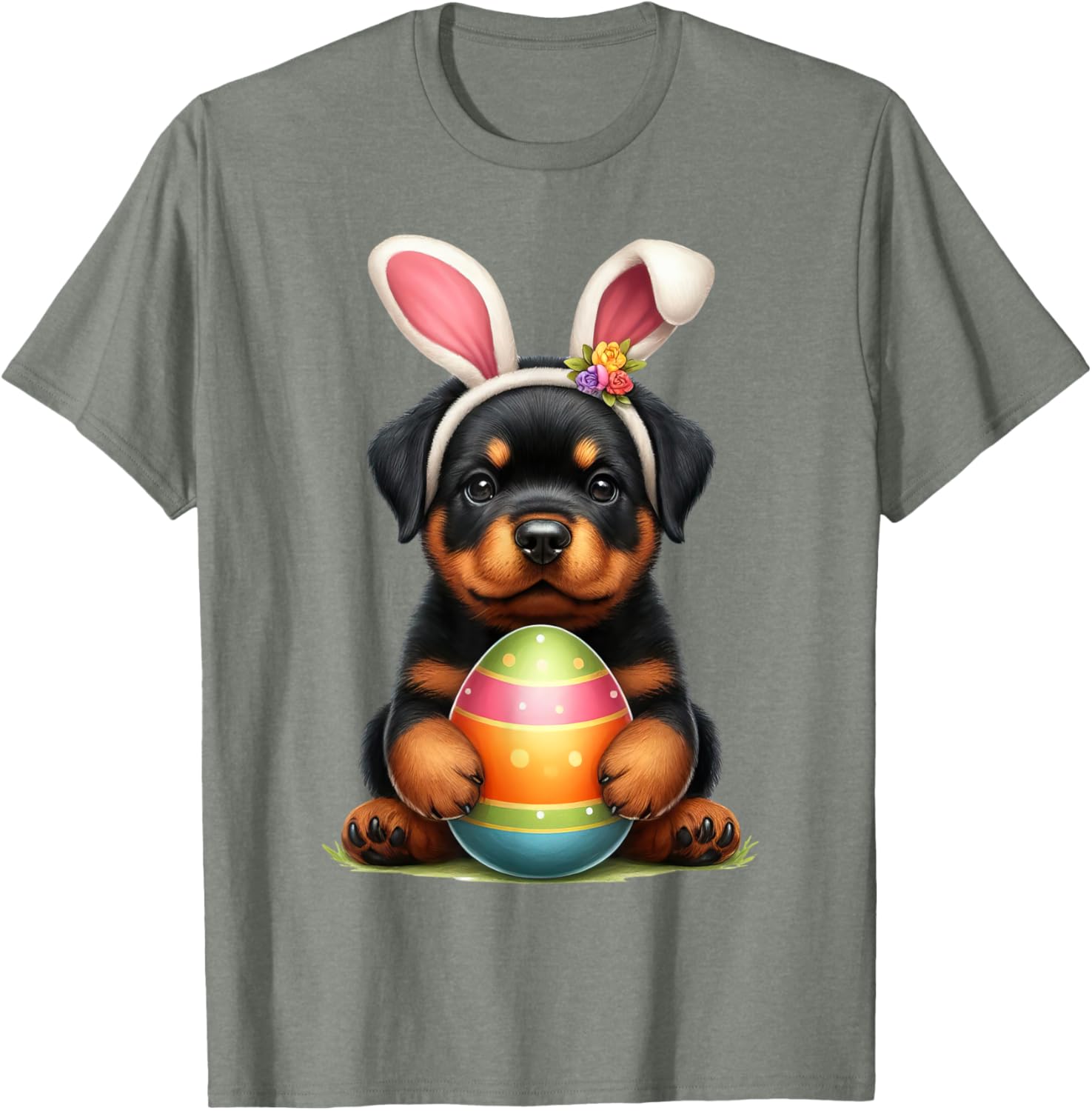 Cute Bunny Rottweiler Dog Easter T-Shirt Perfect for Spring Celebrations - 20