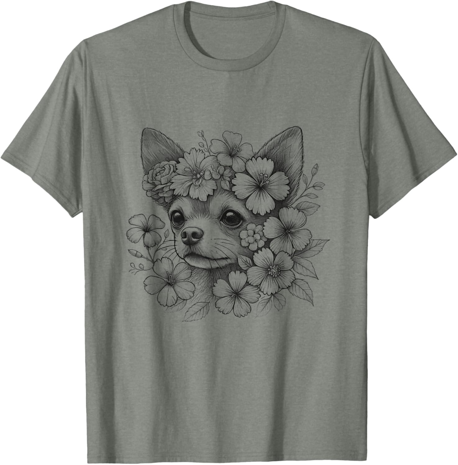 Floral Chihuahua T-Shirt for Girls and Women - Cute Dog Flower Design - 7