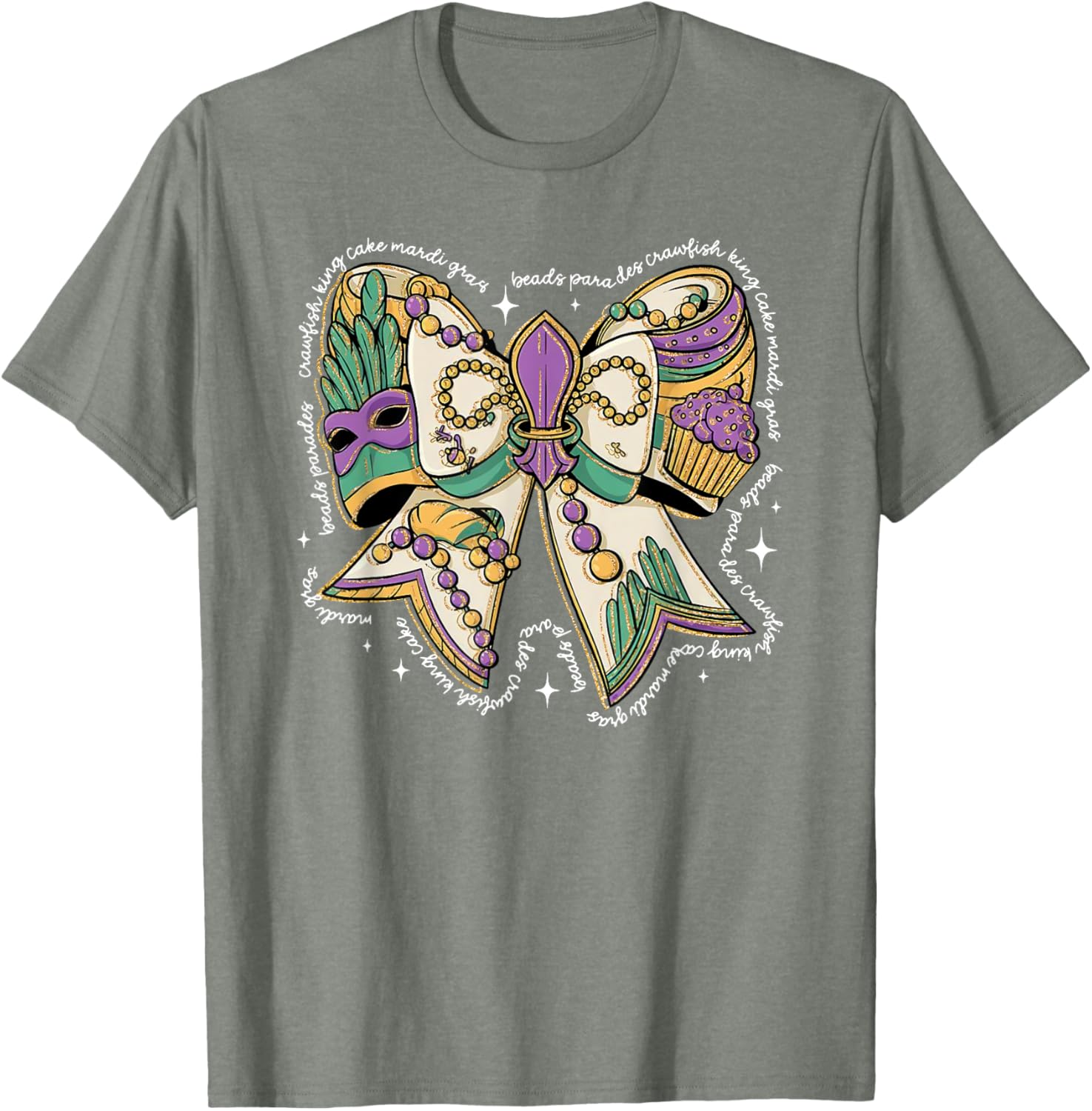 Coquette Bow Mardi Gras T-Shirt for Men and Women - Fun Festival Wear - 17