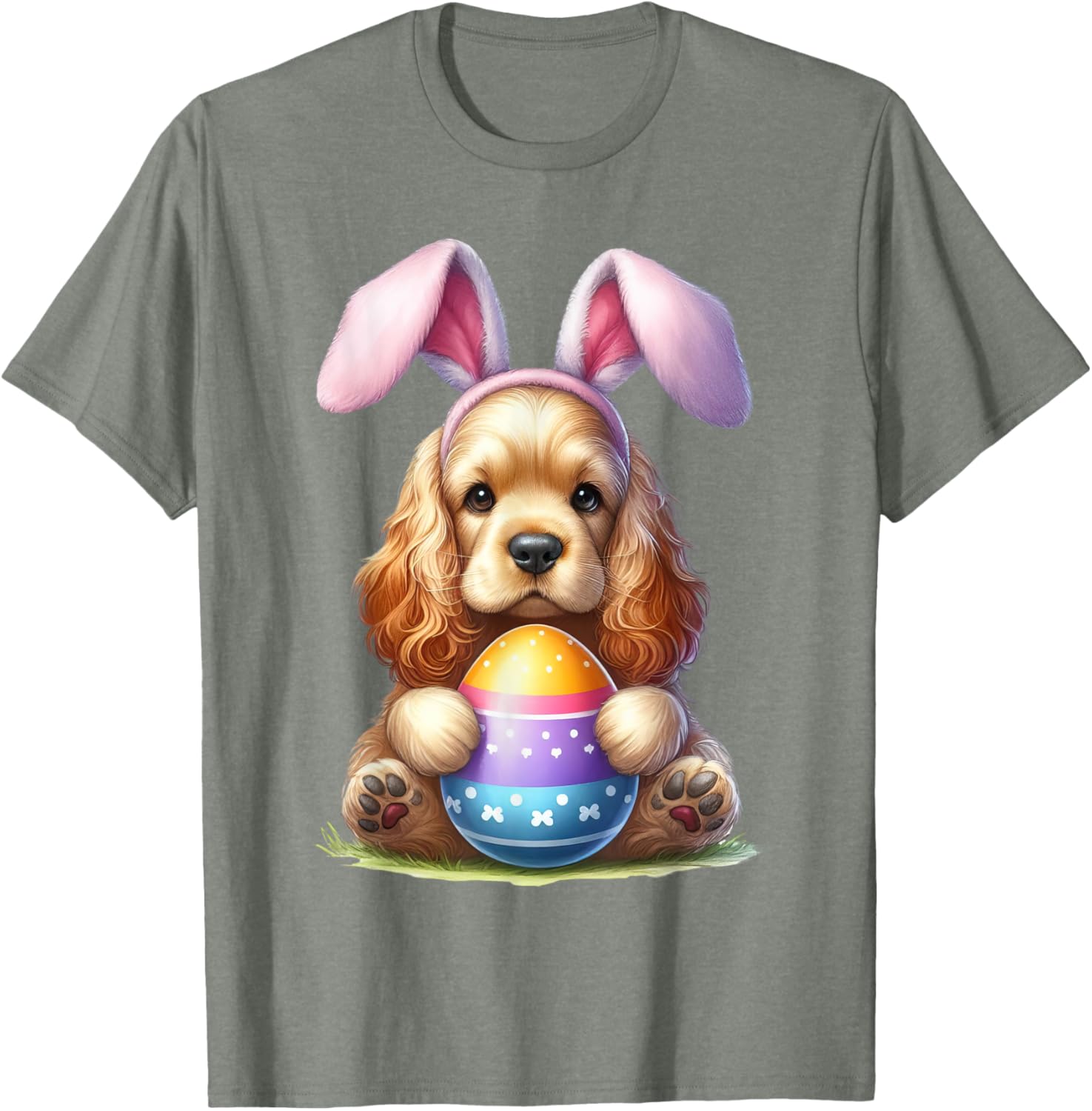 Cute Bunny Cocker Spaniel Easter T-Shirt for Men and Women Celebrating Spring - 29