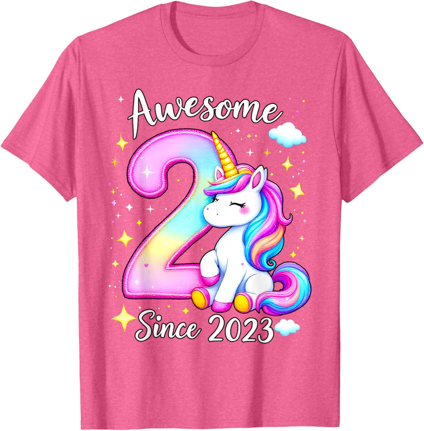 Cute Unicorn 2nd Birthday Girls T-Shirt for Awesome Celebrations - 8