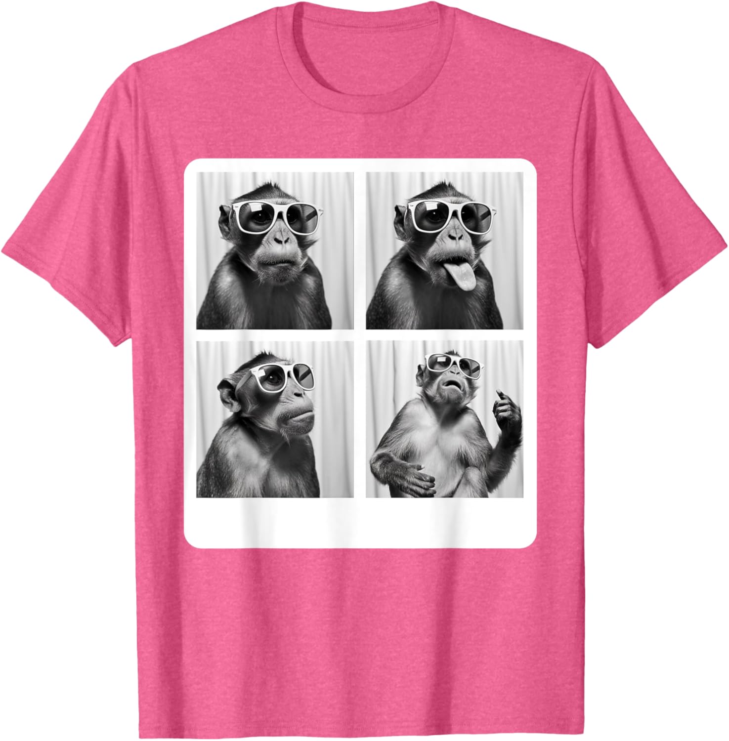 Funny Monkey Photo Booth T-Shirt with Sunglasses for Animal Lovers - 16