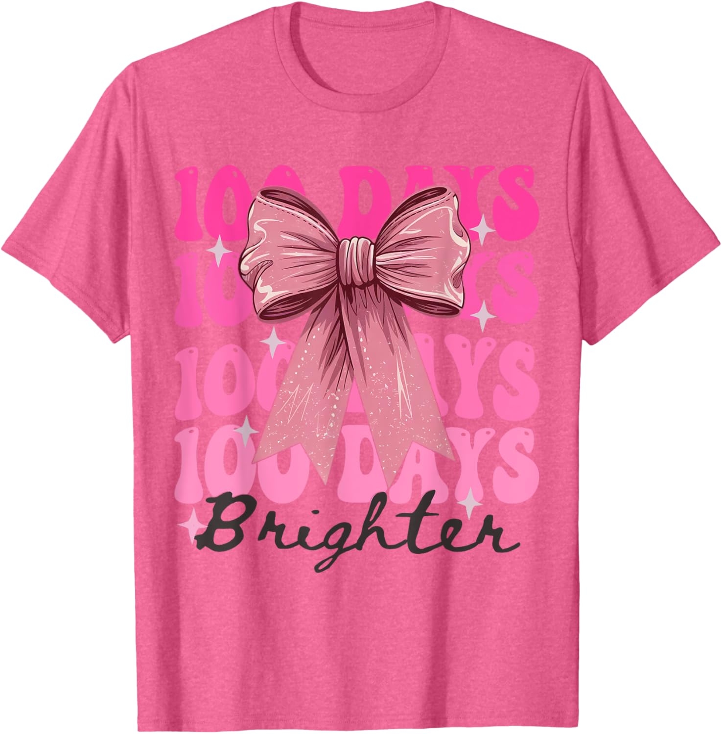 Cute 100 Days of School Girls Coquette Bow T-Shirt for Celebrations - 13