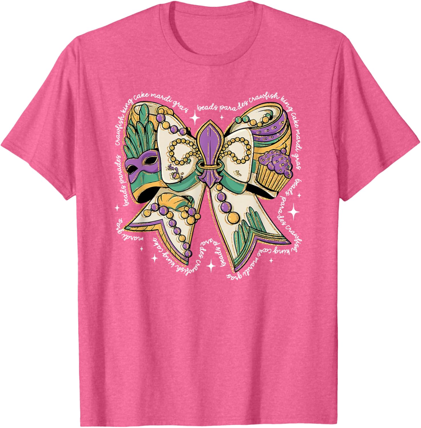 Coquette Bow Mardi Gras T-Shirt for Men and Women - Fun Festival Wear - 1