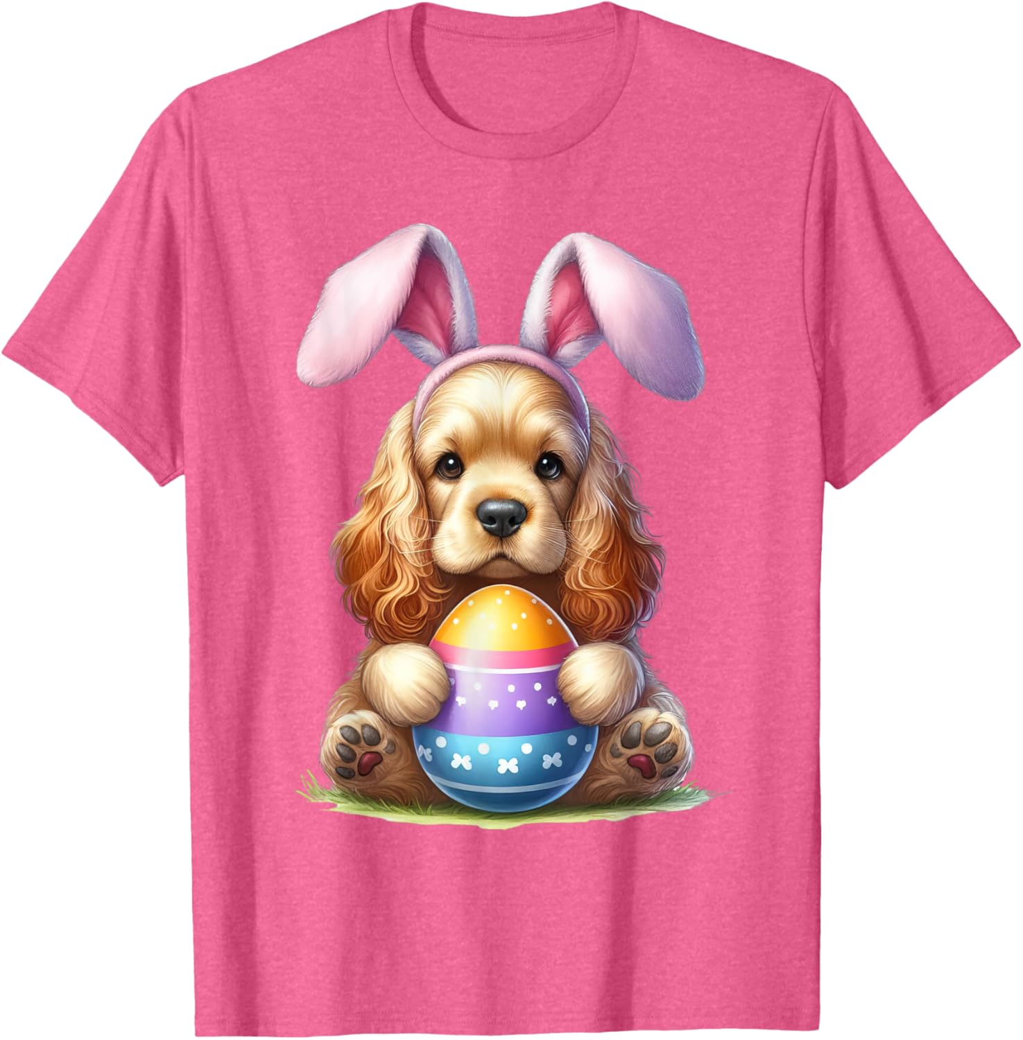 Cute Bunny Cocker Spaniel Easter T-Shirt for Men and Women Celebrating Spring - 13