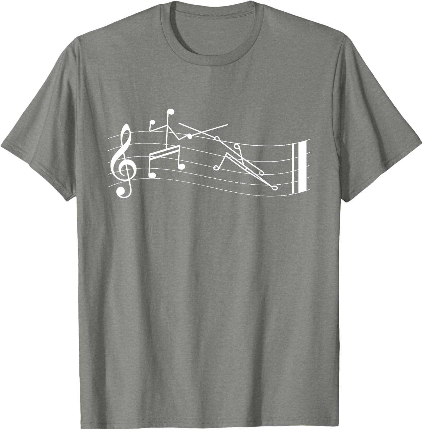 Funny Stick-Figure Music Notes En-garde T-Shirt for Music Lovers - 14