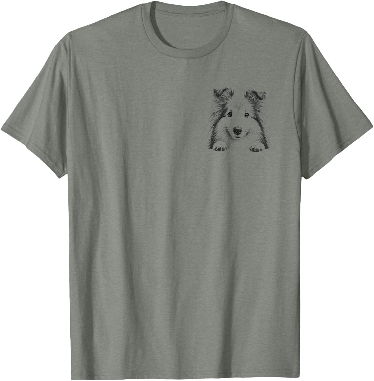 Cute Shetland Sheepdog Peeking Design T-Shirt for Dog Lovers - 2