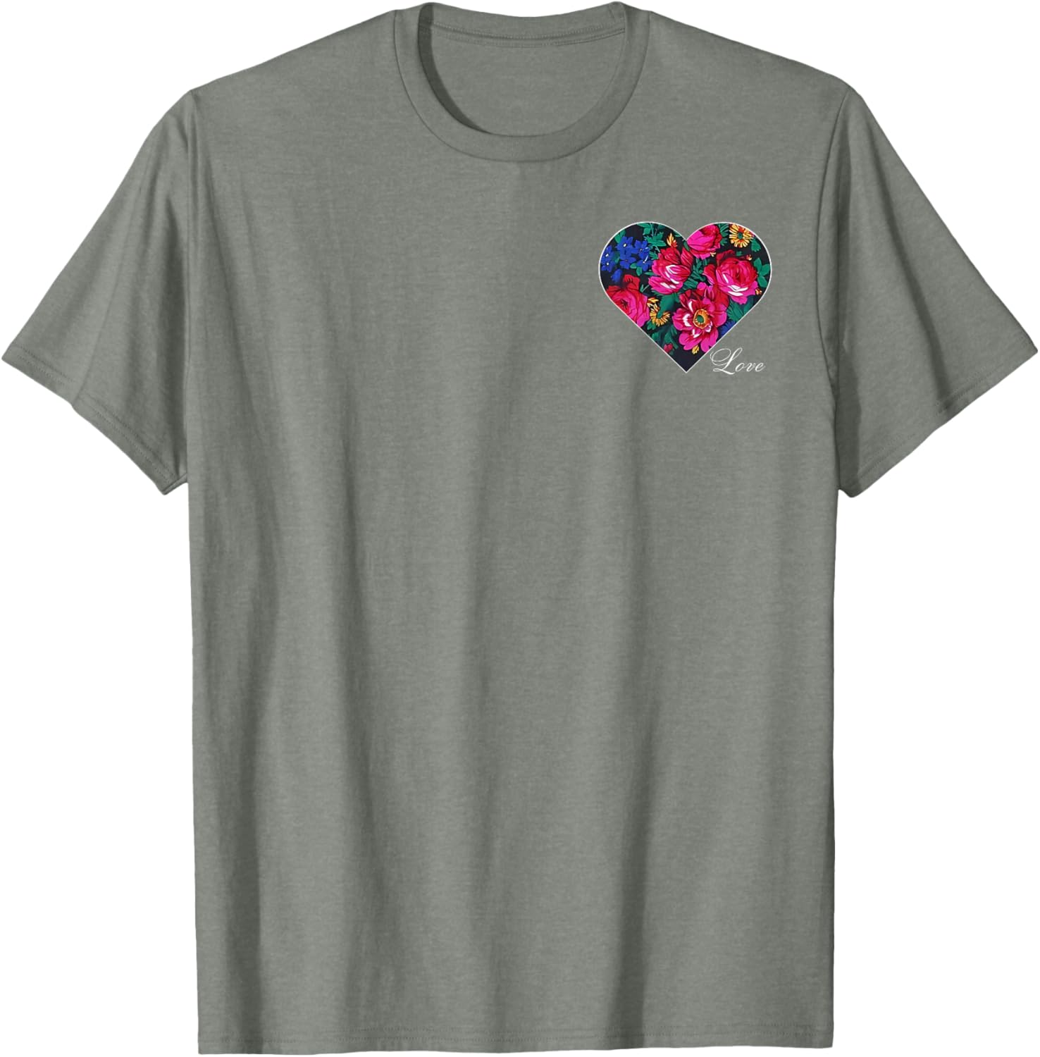 Floral Heart Love T-Shirt for Native American Women - Masani Scarf Design - 12