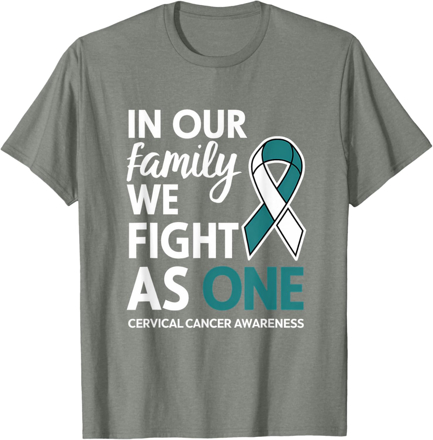 Cervical Cancer Awareness Teal Ribbon Family T-Shirt for Hope and Unity - 6