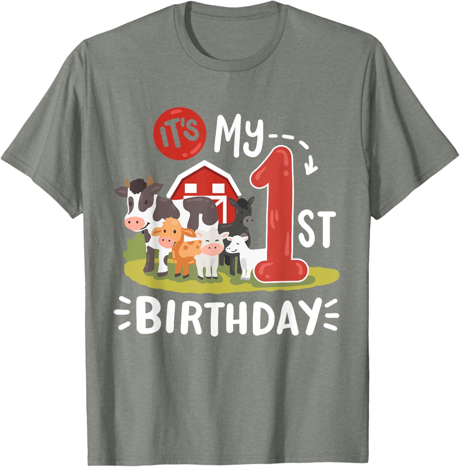 Farm Animals 1st Birthday Party T-Shirt for Kids Fun and Cute Design - 5