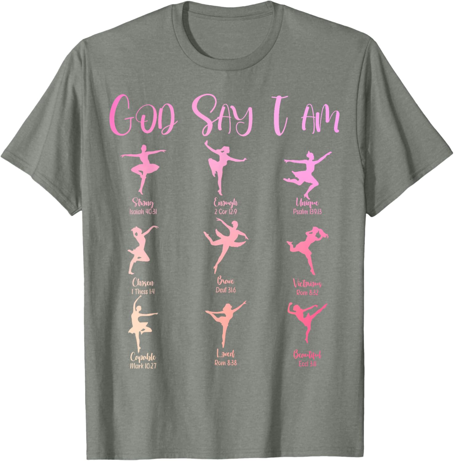 Christian God Says I Am Cute Pink Ballet Dancer T-Shirt for Girls - 14