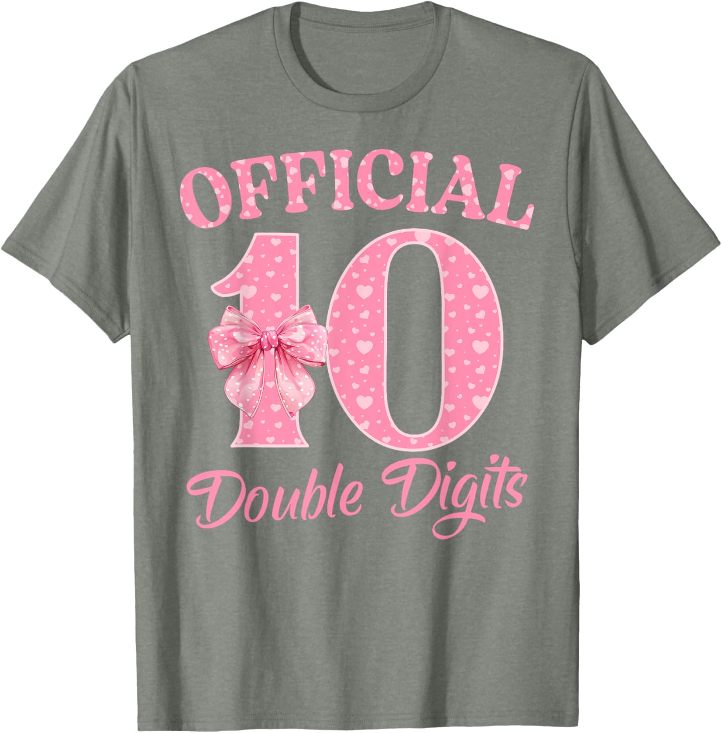 Cute Pink 10th Birthday Coquette Bow T-Shirt for Girls 10 Years Old - 2