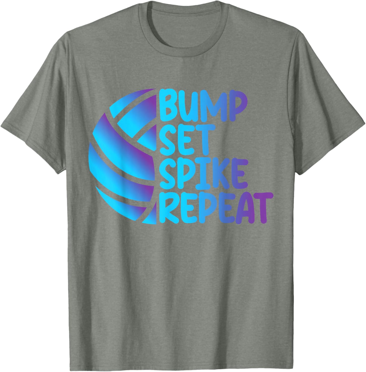 Funny Cool Volleyball Bump Set Spike Repeat T-Shirt for Sports Lovers - 3