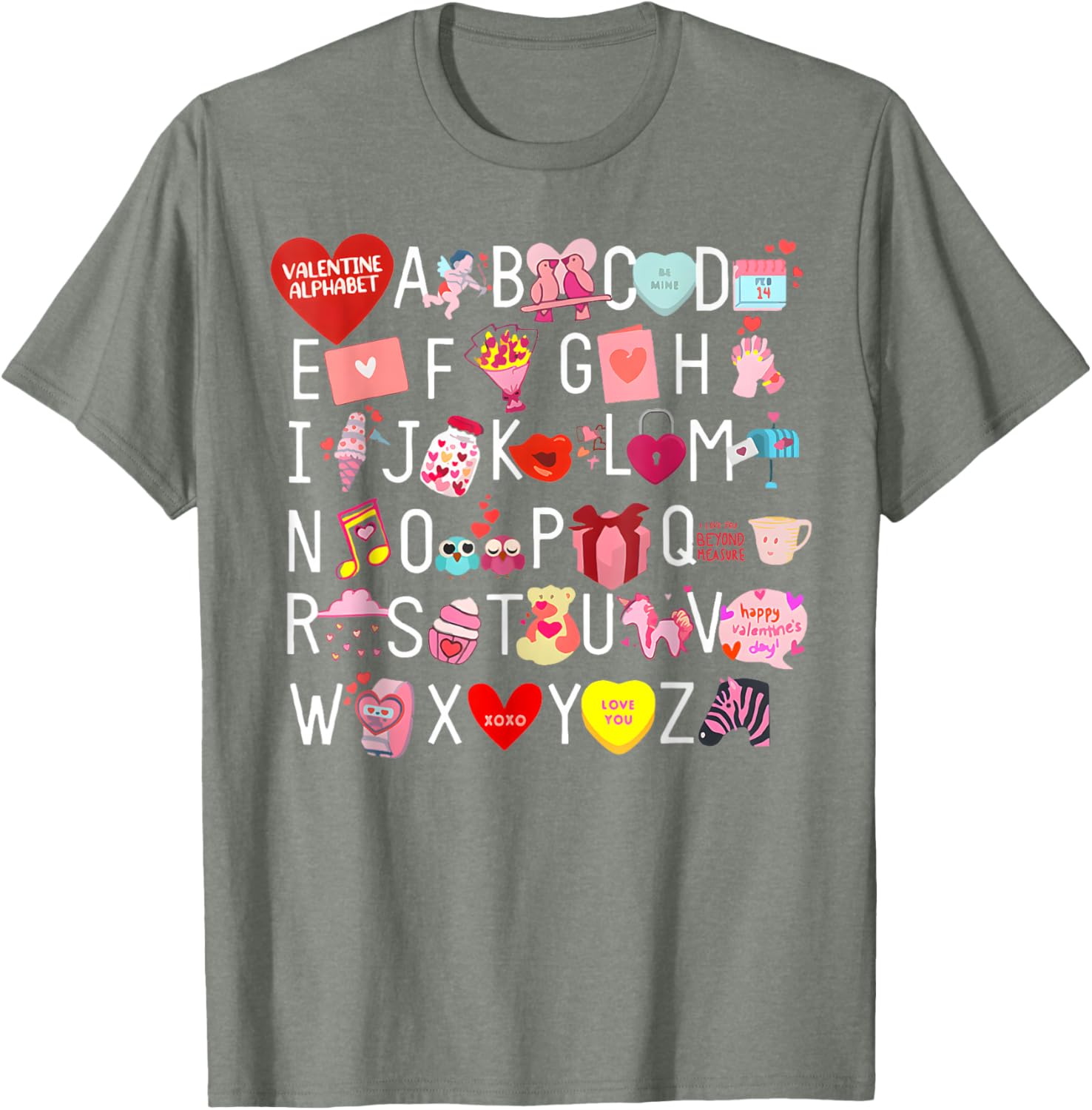 Funny ABC Teacher Appreciation Valentine's Day T-Shirt for Educators - 13