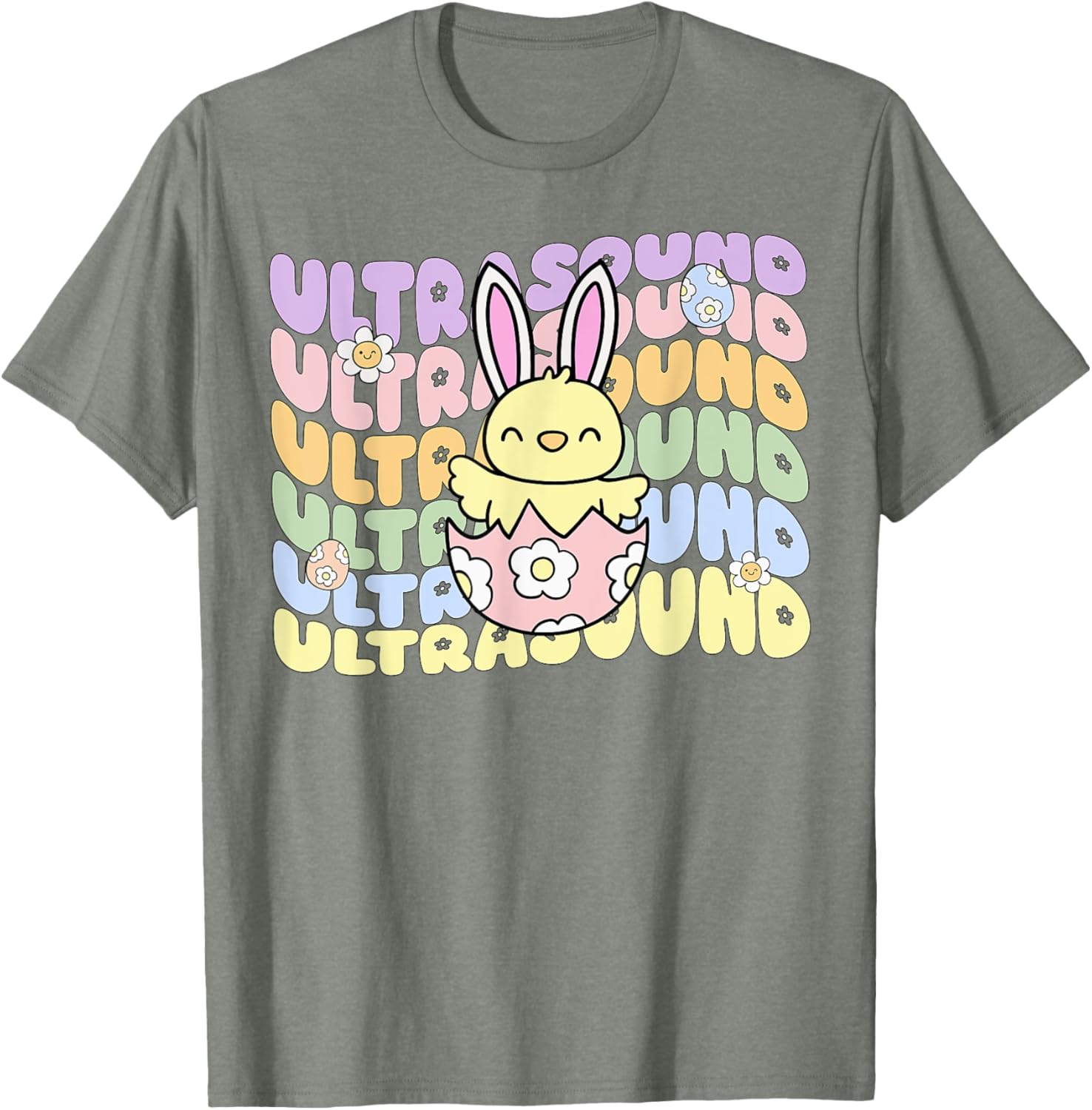 Groovy Easter Sonographer Bunny Chick Eggs T-Shirt for Ultrasound Lovers - 10