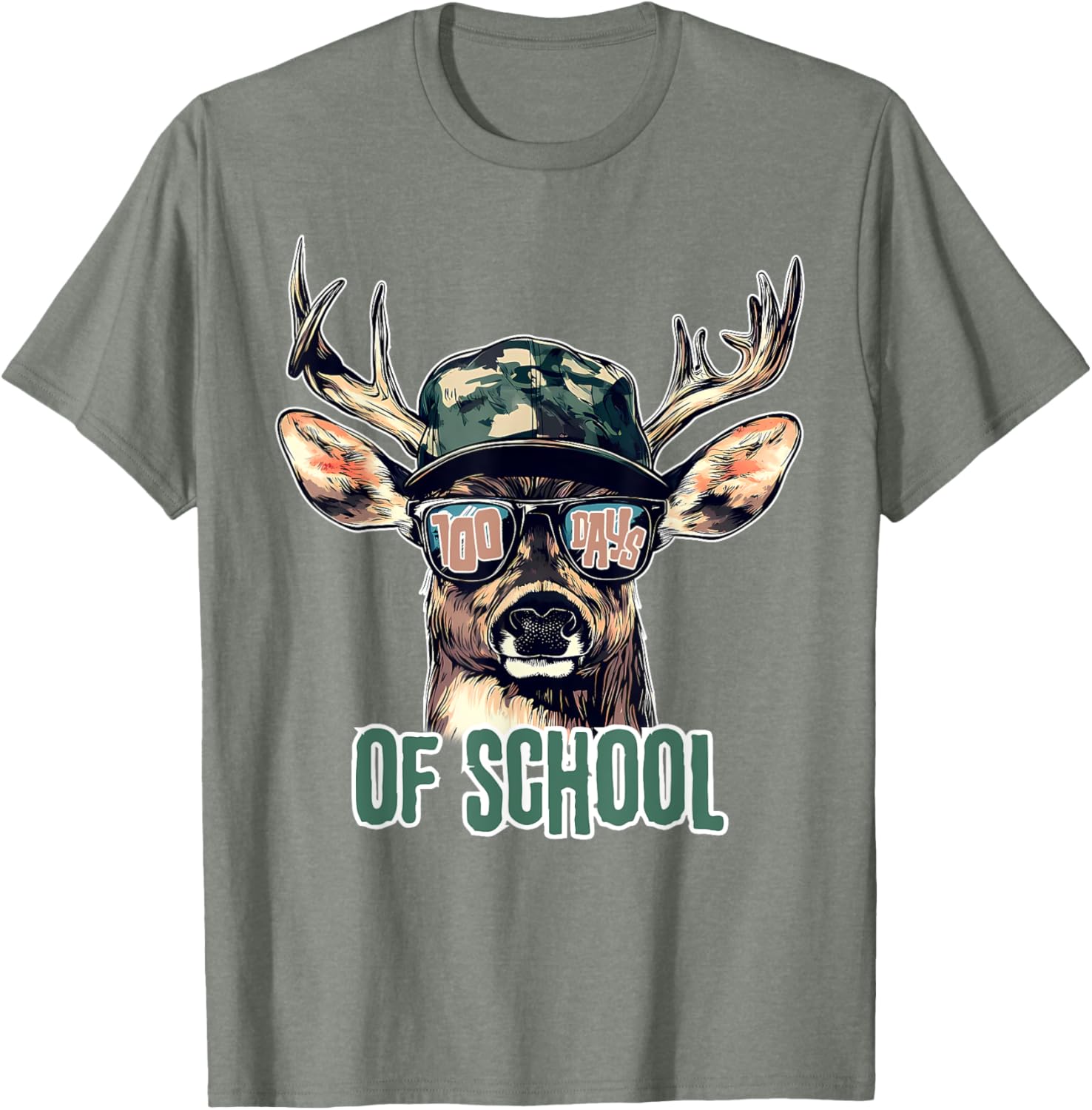 Bucked 100 Days of School Deer Hunting T-Shirt for Kids and Teens - 7