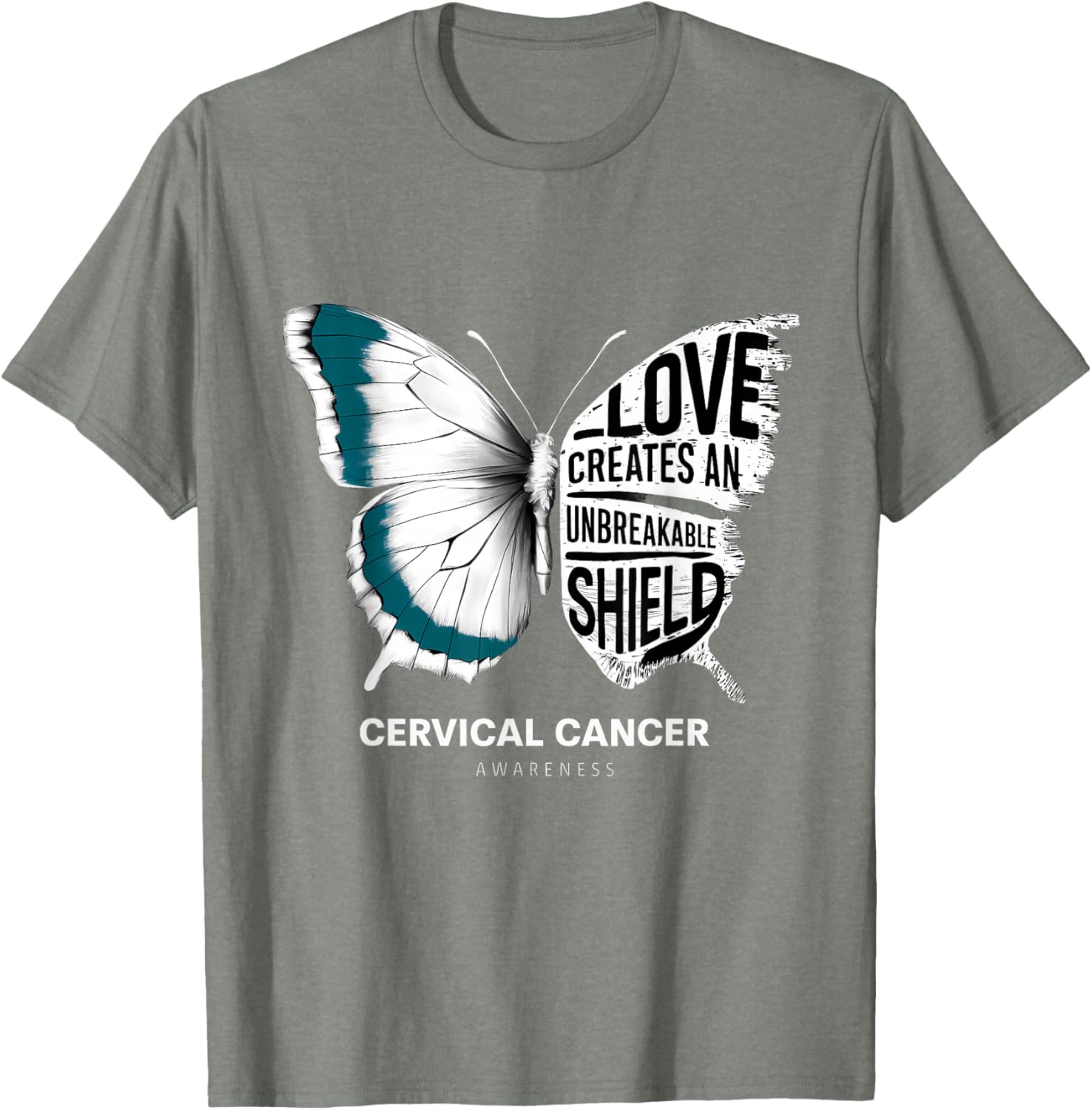 Cervical Cancer Awareness Teal Ribbon Unbreakable Shield T-Shirt - 25