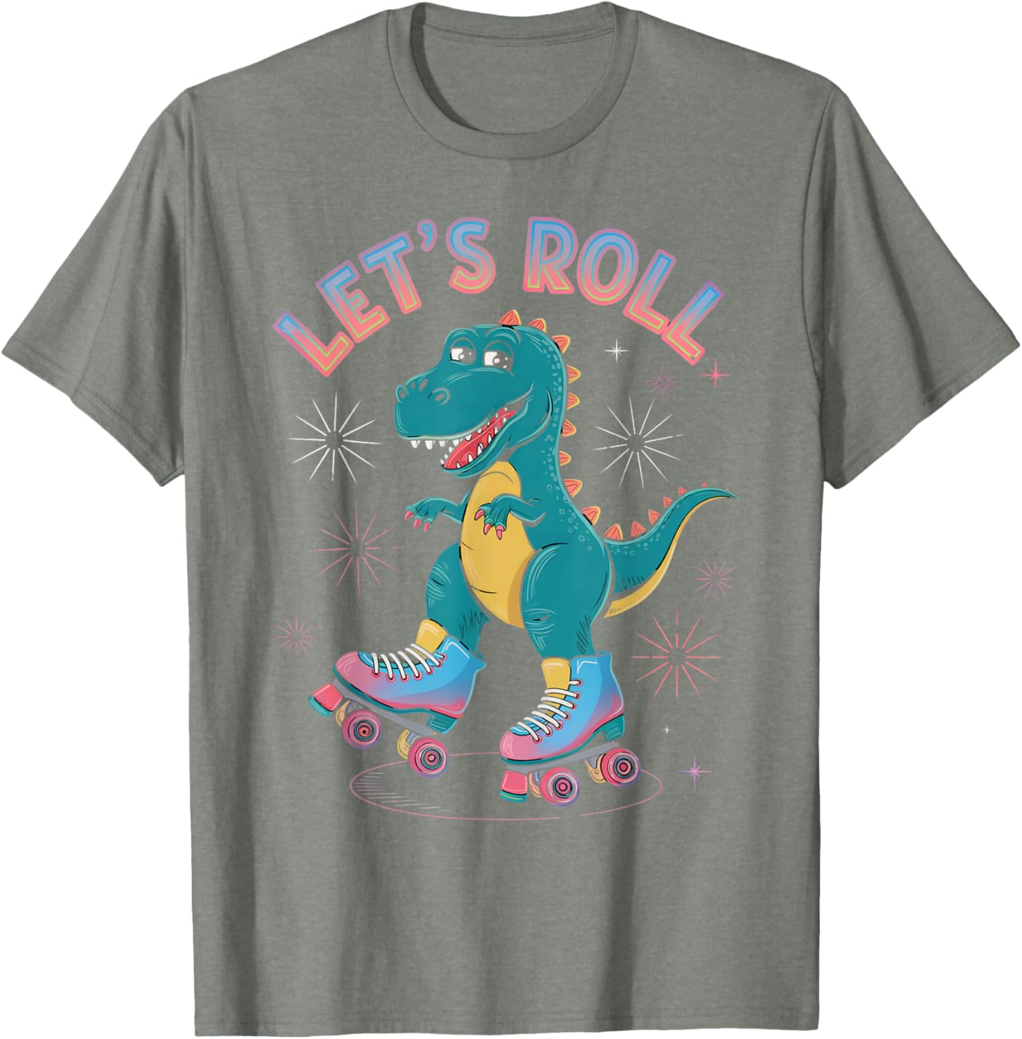 Dinosaur Roller Skates Women's T-Shirt Perfect for Roller Skating Parties - 1