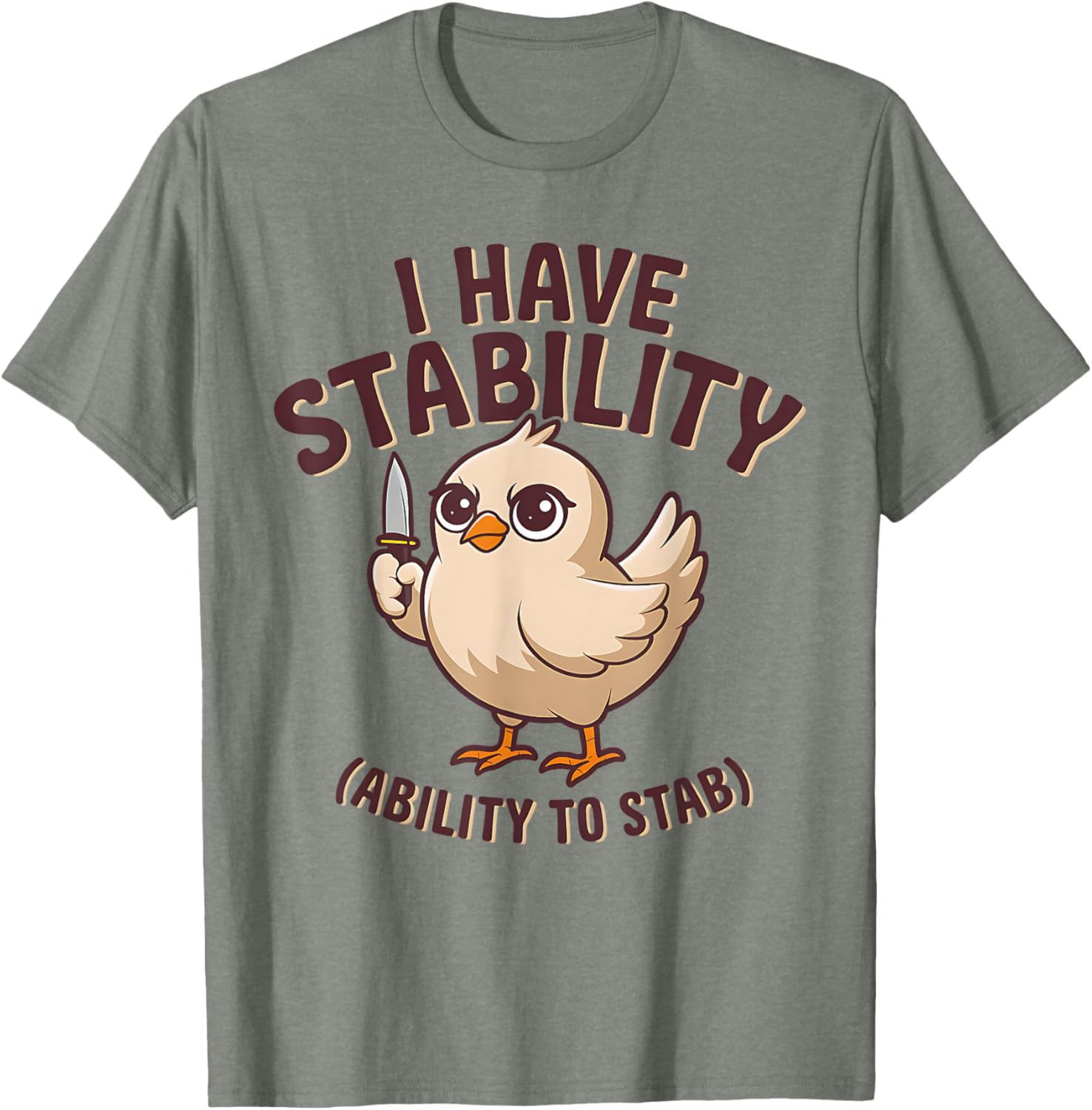 Funny Cute Duck T-Shirt with Stability Ability to Stab Humor - 1