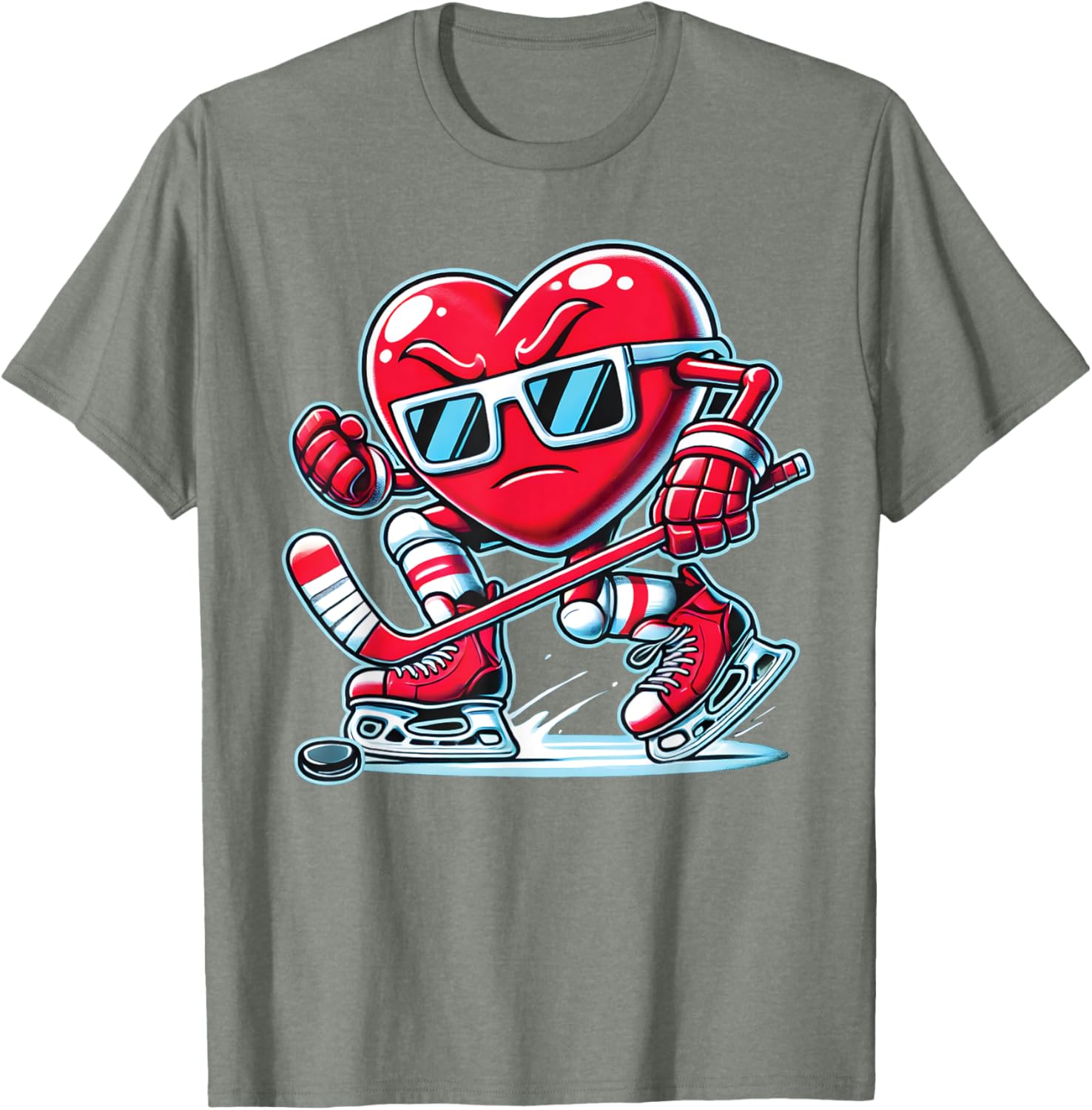 Cute Heart Ice Hockey T-Shirt for Valentine's Day - Men, Women, Boys - 19