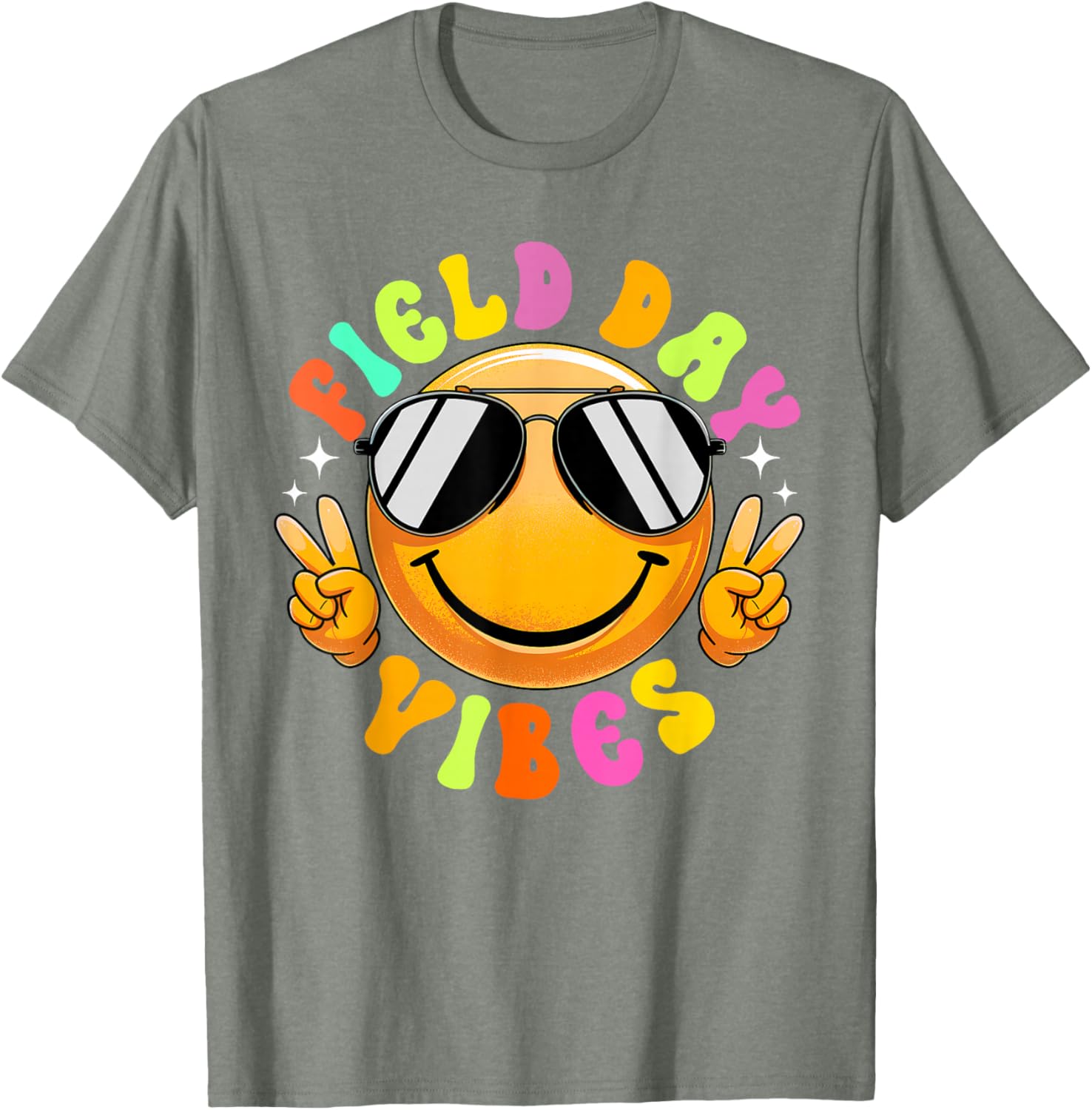Field Day Vibes Summer Smile Peace Teacher Kids T-Shirt for Fun Times - 1