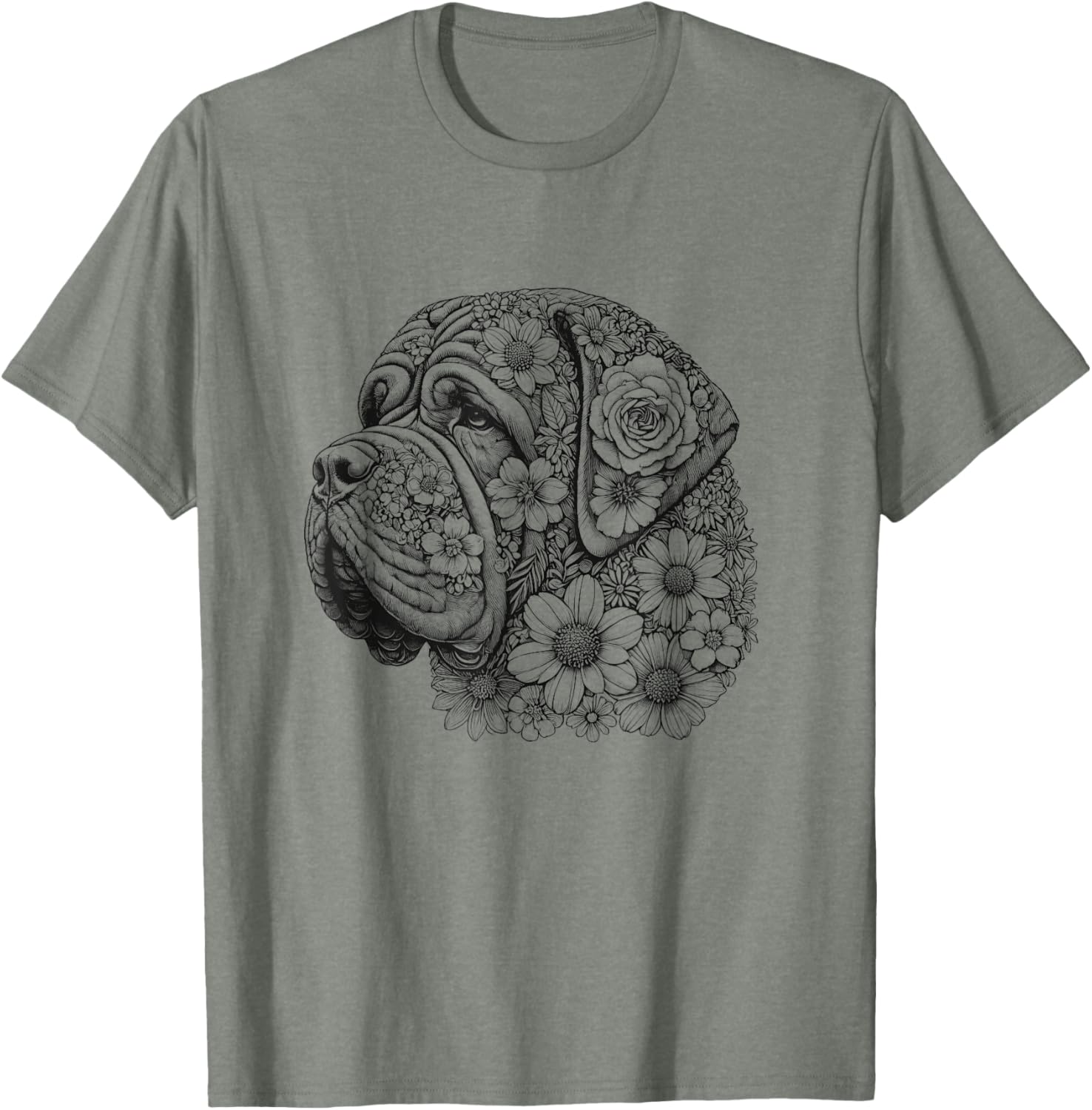 Floral English Mastiff T-Shirt for Girls and Women - Cute Dog Design - 8