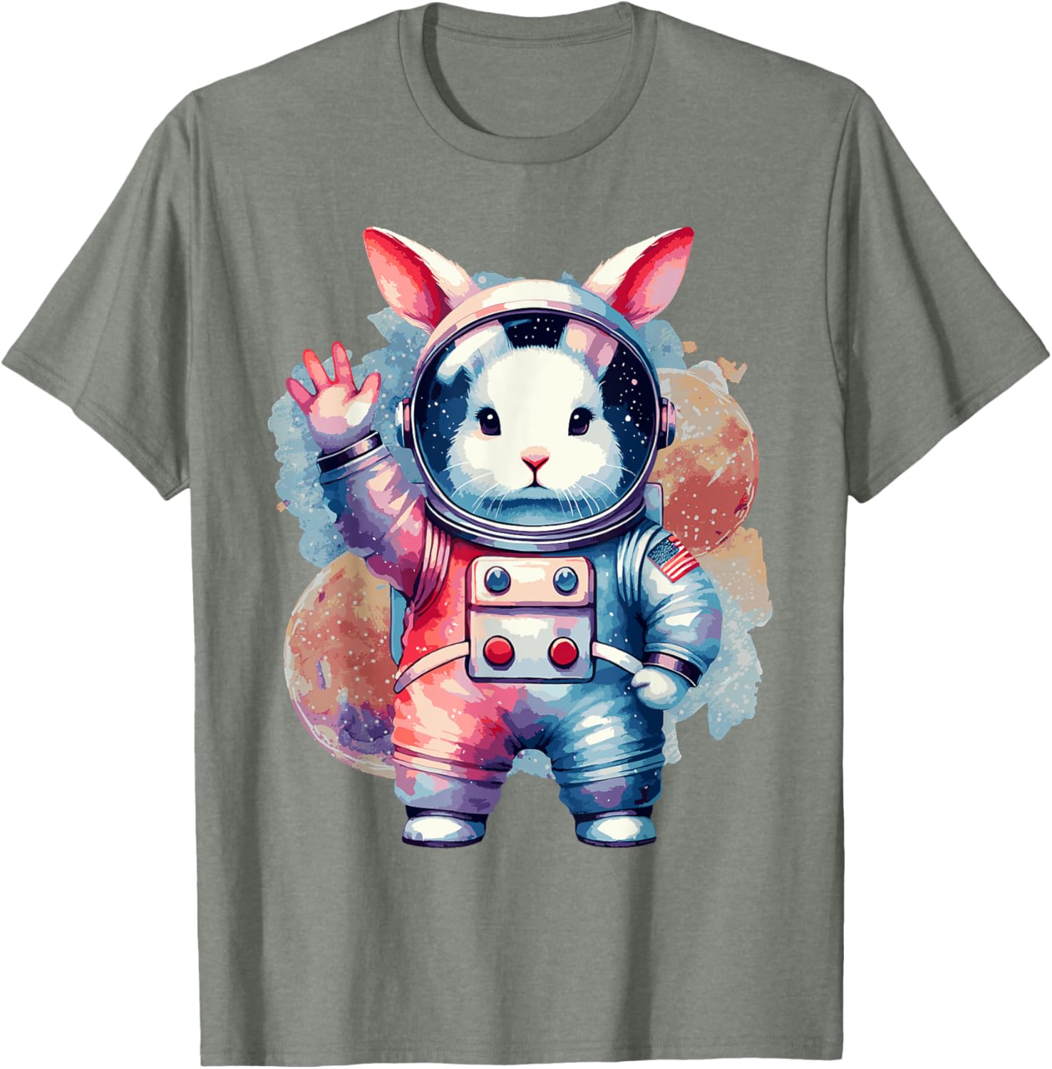 Funny Bunny Rabbit Astronaut Costume Easter T-Shirt for Kids - 21