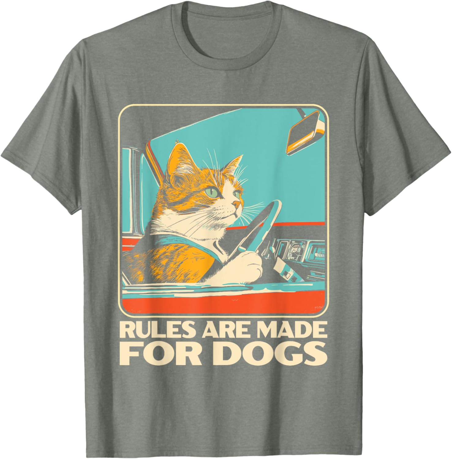 Funny Cat Lover T-Shirt - Rules Are Made for Dogs Cat Design Tee - 7
