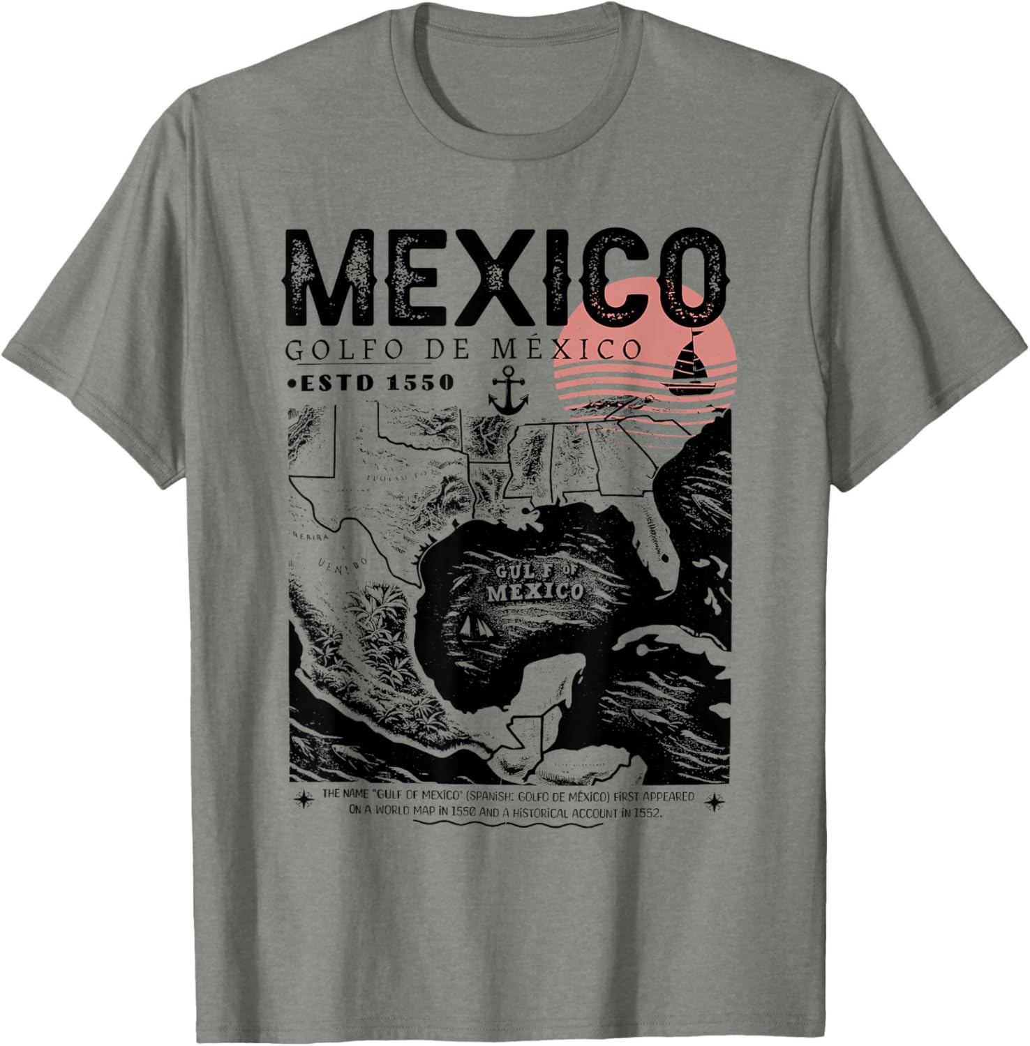 Gulf of Mexico 1550 History Facts T-Shirt for Ocean Lovers and Travelers - 9