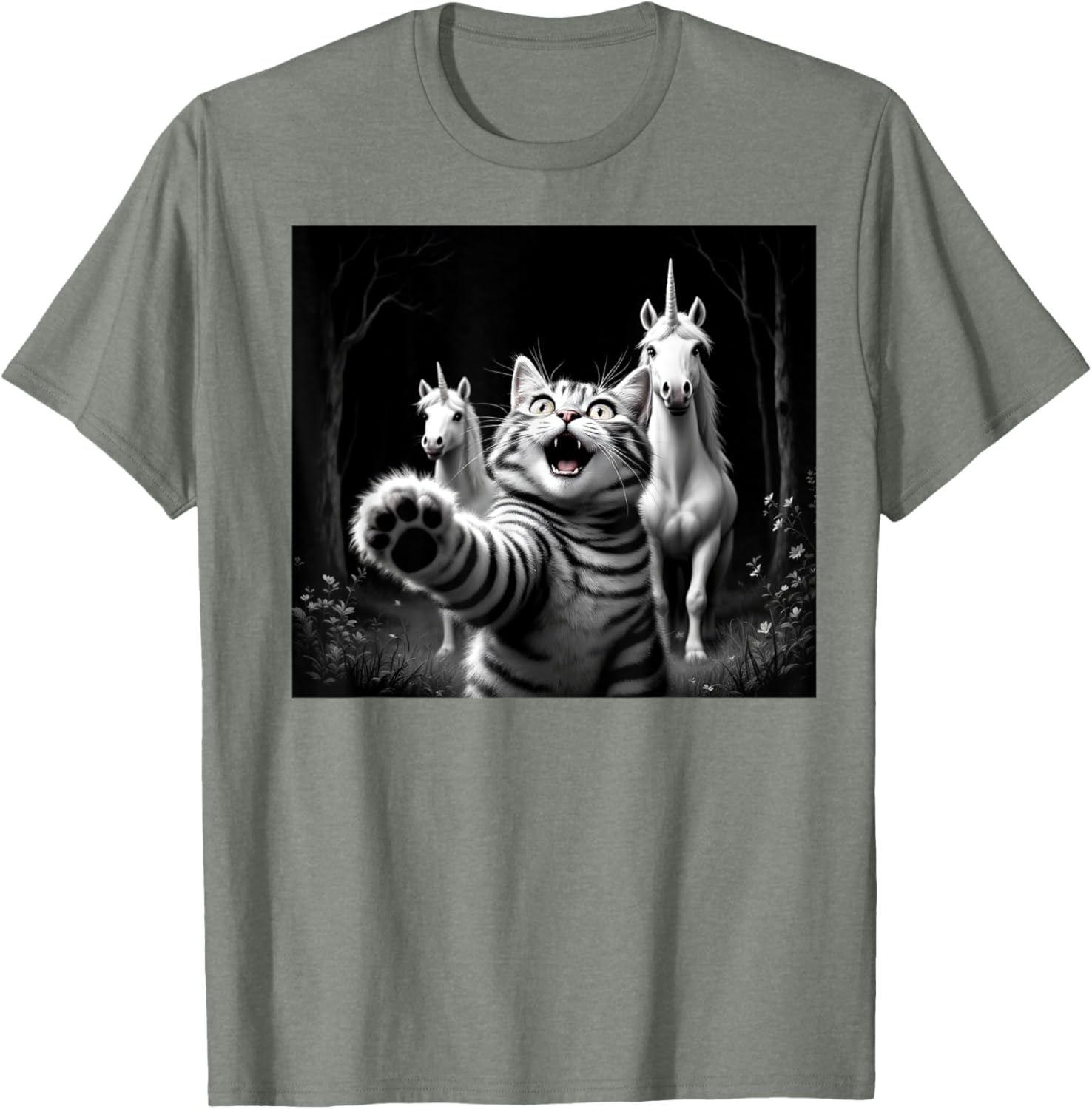 Funny Cat and Unicorn Selfie T-Shirt for Cat Lovers and Kids - 28