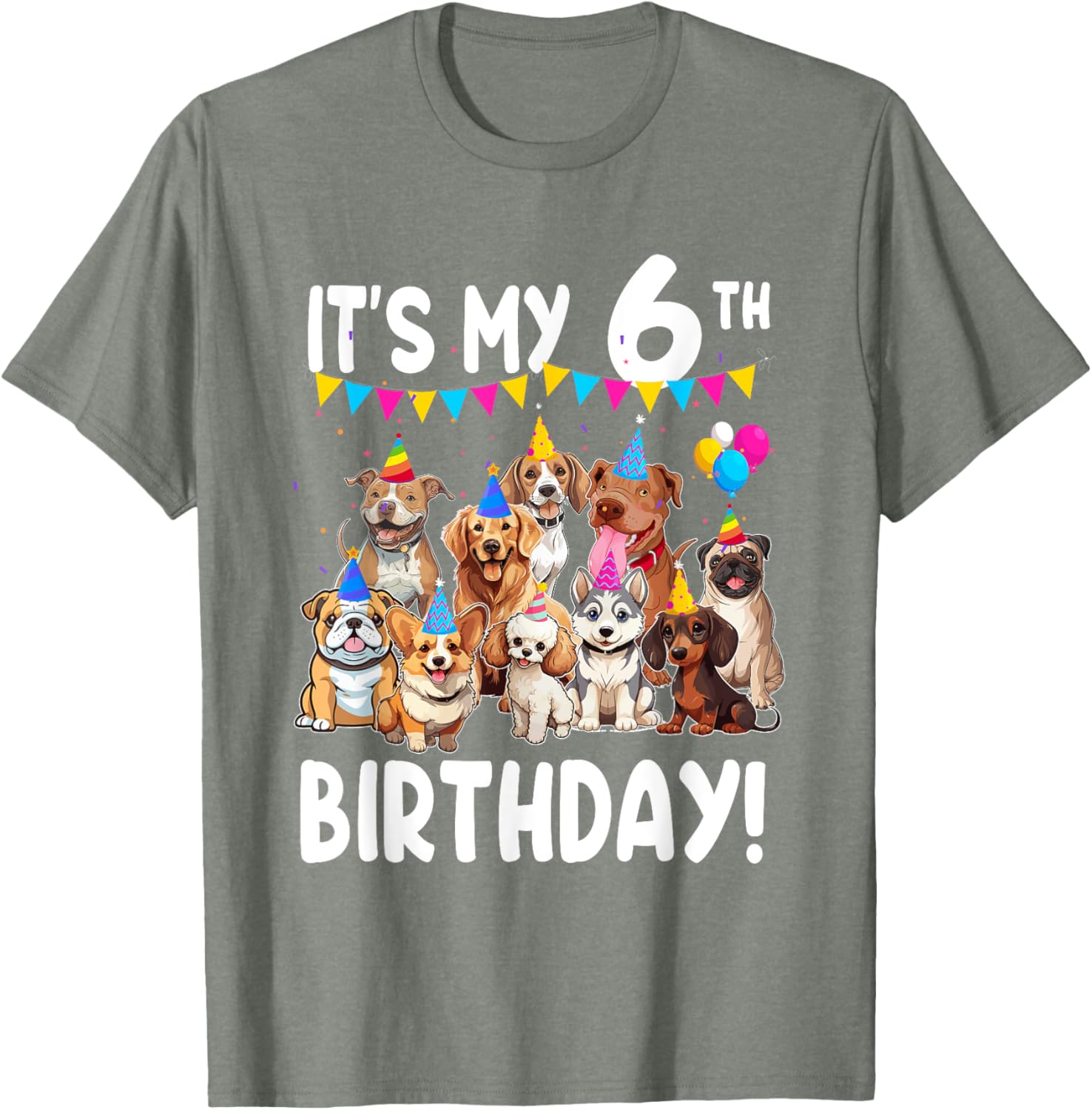 Cute Dogs Lover 6th Birthday T-Shirt for Kids - Fun Birthday Gift! - 12