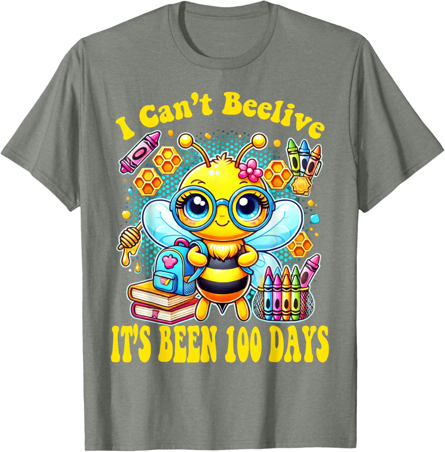 Funny Bee 100 Days of School T-Shirt for Kids - Perfect Milestone Outfit - 7