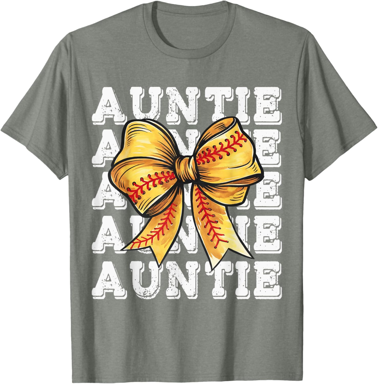 Coquette Softball Auntie Matching Family Bow T-Shirt for Fun Moments - 4