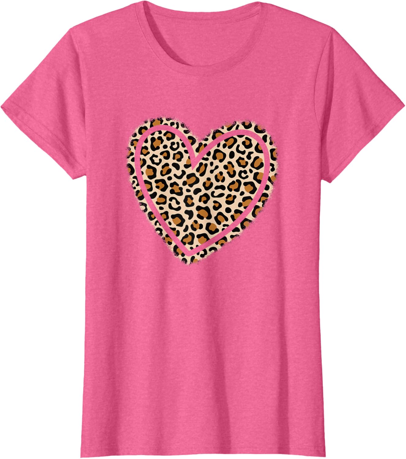 Cute Leopard Print Heart T-Shirt for Women and Girls - Stylish Apparel - 22