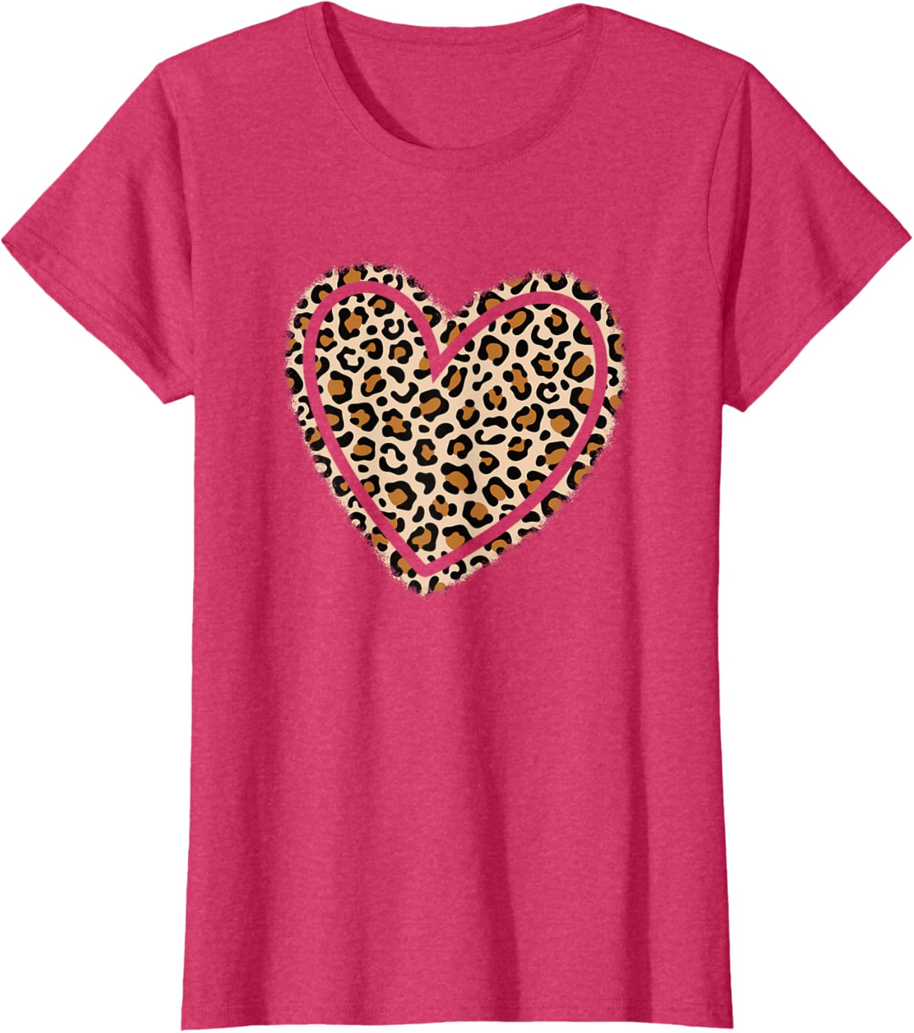 Cute Leopard Print Heart T-Shirt for Women and Girls - Stylish Apparel - 5